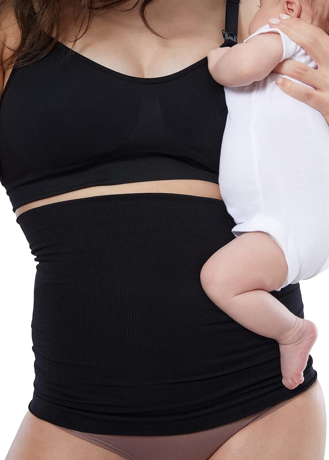 Ingrid & Isabel | Basics Afterband Postpartum Belly Band | Compression Wrap for Abdominal Support & Recovery (Black | M/L)
