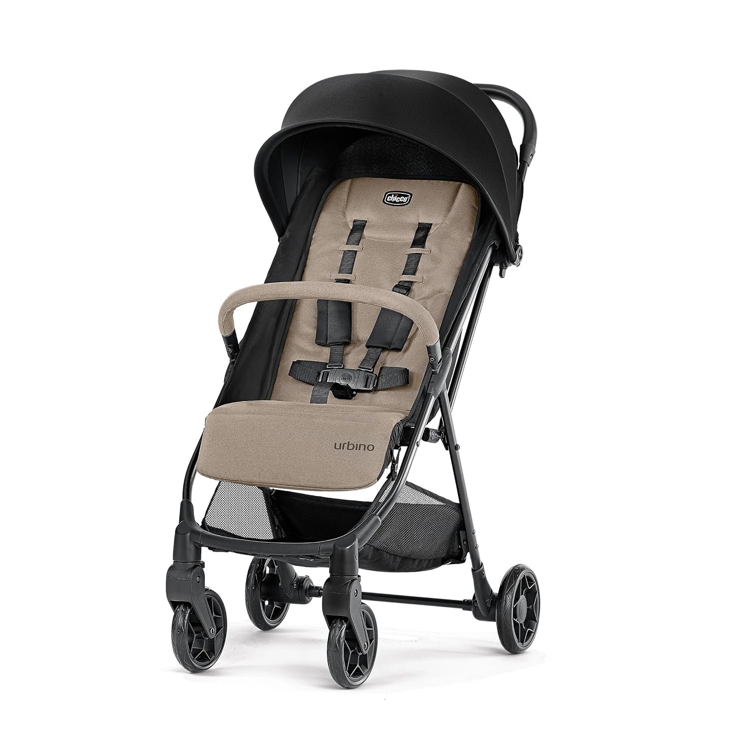 Chicco Urbino Quick-Folding, Compact Stroller with Canopy, Lightweight Frame Umbrella Stroller, for Use with Babies and Toddlers up to 50 lbs. | Oat/Beige