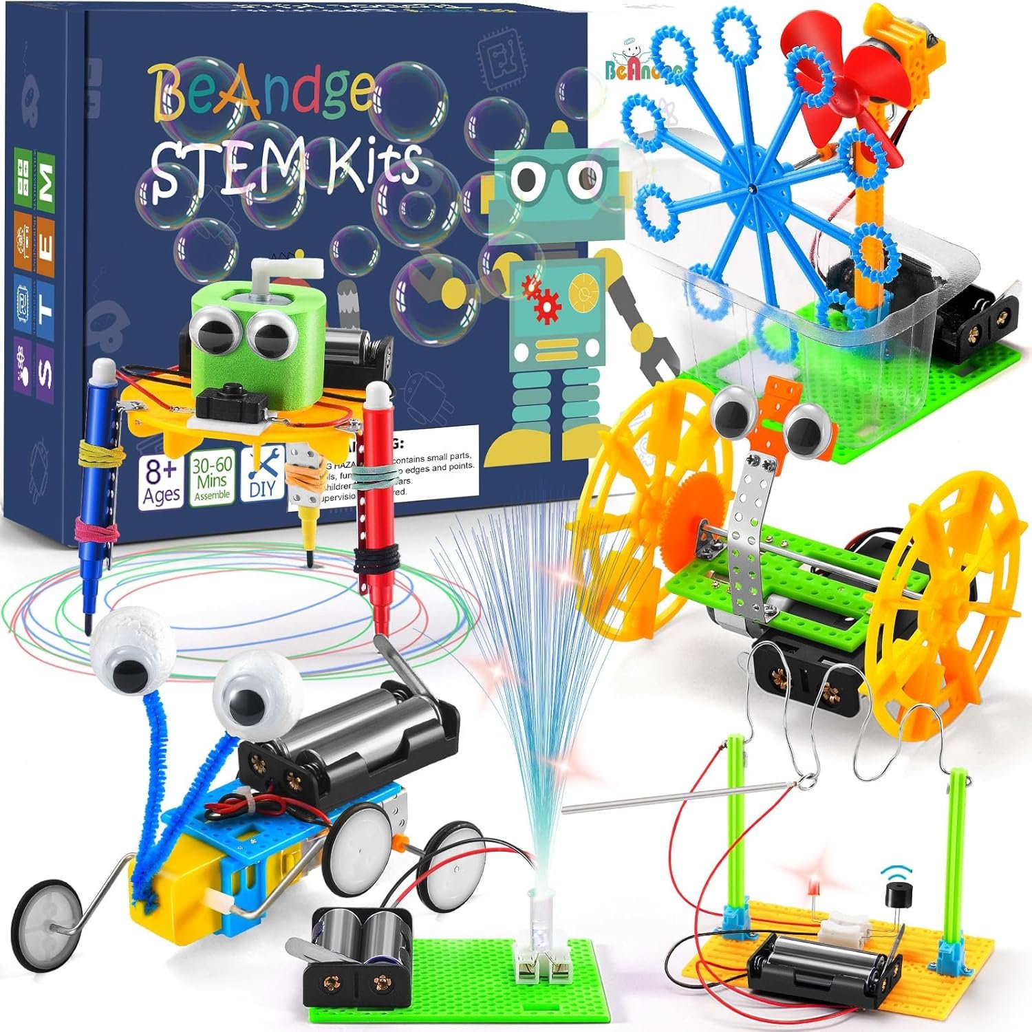 BeAndge STEM Kits for Kids Age 6-8 8-10 – Boy Gifts for 6 7 8 Year Old Boys Birthday Gift, STEM Toys for Age 8-13, Science Kits for Kids 5-7 8-12, Robotics Experiment Engineering Robot Building Crafts