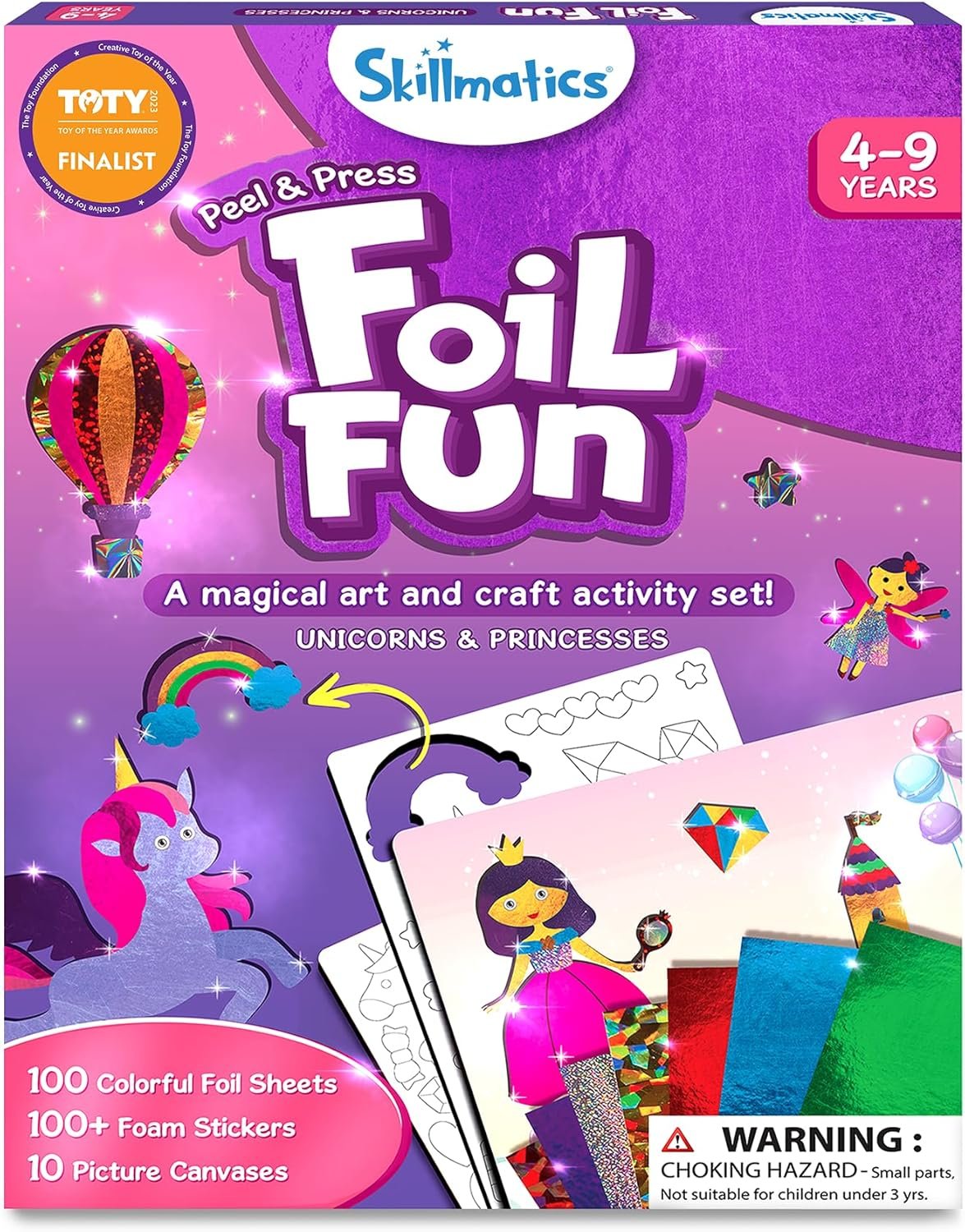 Skillmatics Foil Fun – Unicorns & Princesses, No Mess Art & Craft Kit for Kids, Craft Kits & Supplies, DIY Creative Activity, Travel Toys, Screen-Free Entertainment, Gifts for Ages 4, 5, 6, 7, 8, 9