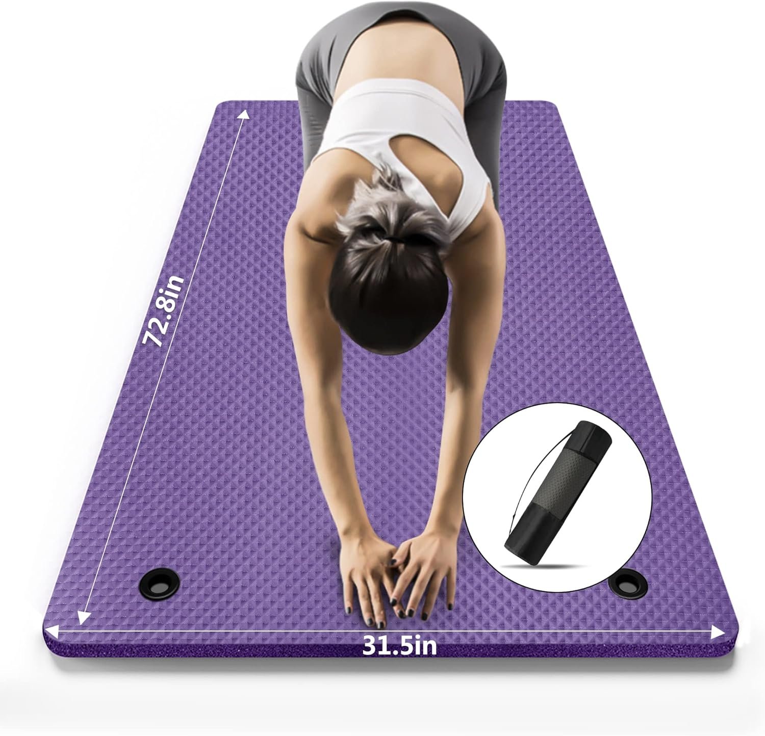 LFS Yoga Mat 72.8″ x 31.5″ x 2/5 inch Thick With Strap and Bag, Extra Wide Workout Mat for Women and Men, Non Slip Exercise Mat for Home Outdoor Yoga, Pilates, Stretching, Floor & Fitness Workouts