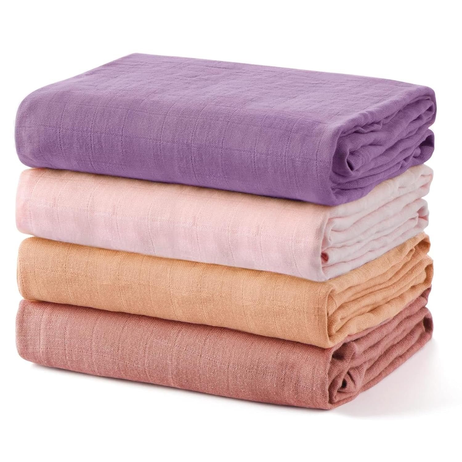Momcozy Muslin Swaddle Blankets, 4-Pack Breathable and Skin-Friendly Receiving Blankets, Swaddle Blanket Shower Gifts & Baby Registry Essentials, Large 47″x47″, Muted Purples