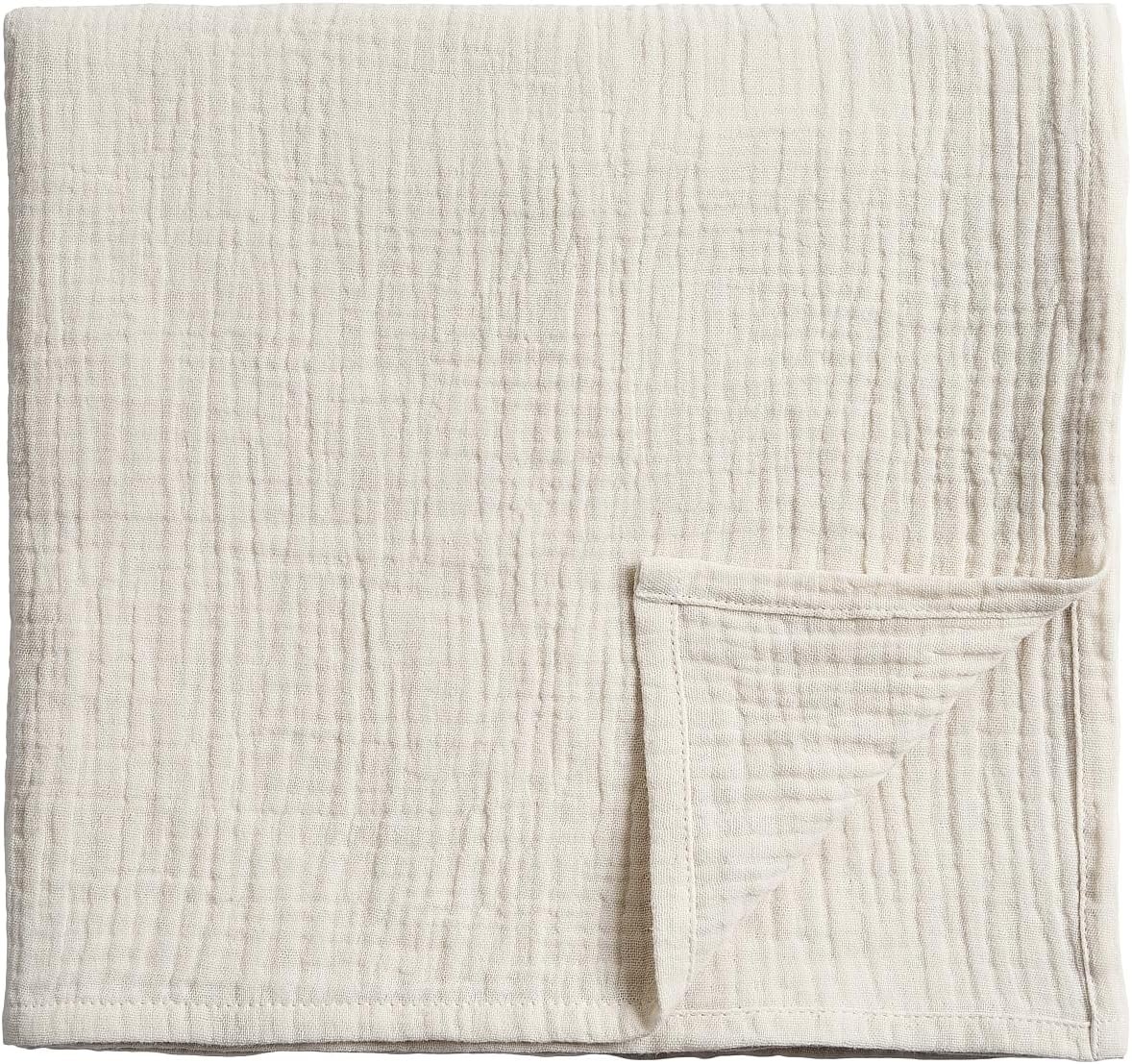 Meracorallo Muslin Swaddle Blanket, 100% Cotton Receiving Blanket Soft and Breathable Swaddle Wrap for Baby Boys and Girls, Cream