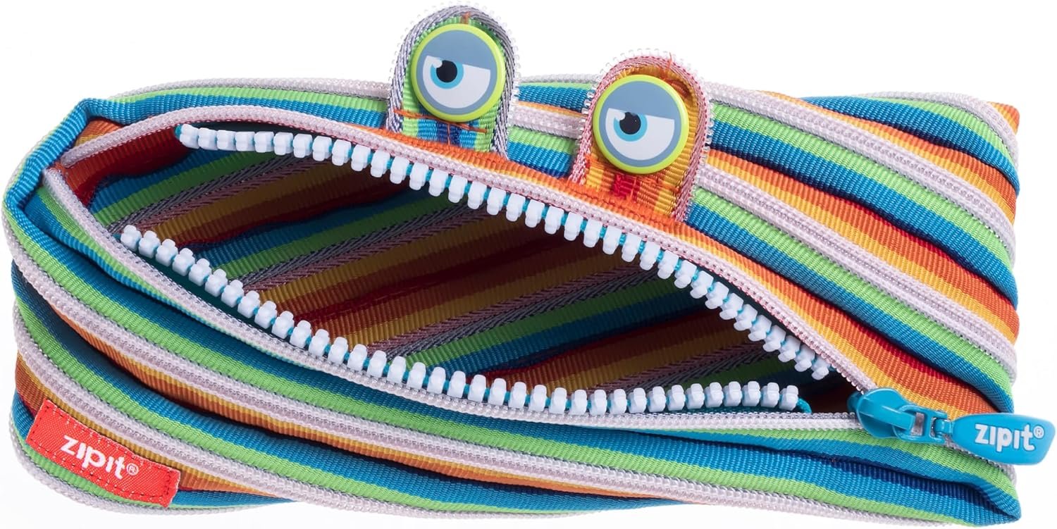 ZIPIT Monster Pencil Case for Kids, Cute Zipper Pouch for Boys Girls and Teens, Stationery Bag for School,Colorful