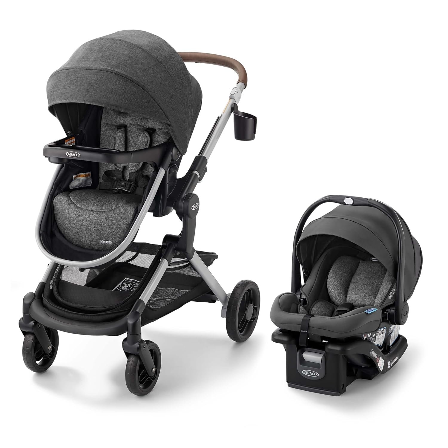 Graco Modes Nest Travel System, 3-in-1 Modular Carseat Stroller Combo, Includes the SnugRide DLX Infant Car Seat and Baby Stroller, Adjustable Slide2Me Car Seat Carrier to Toddler Stroller, Sullivan