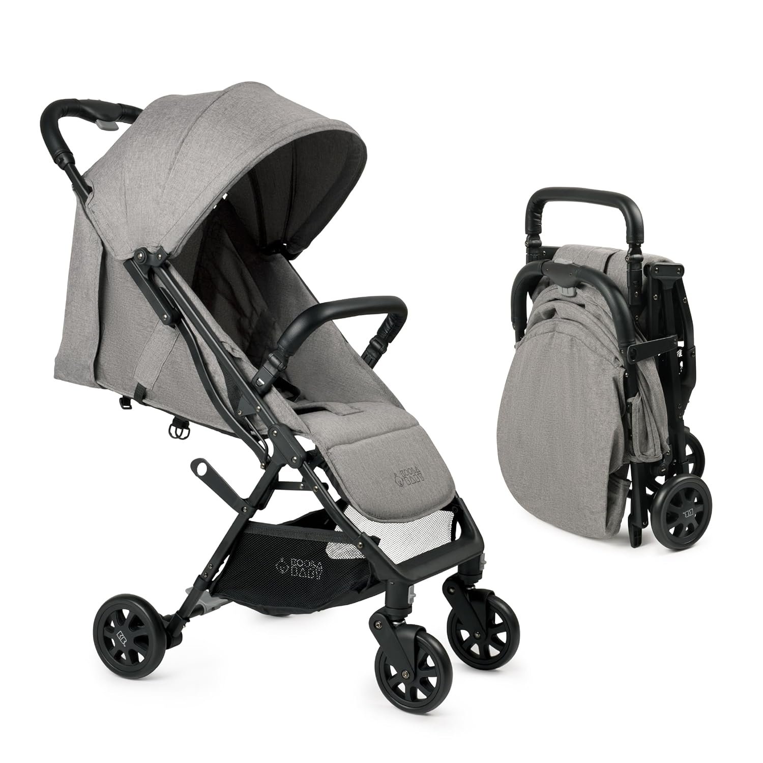 Lightweight Travel Stroller for Baby & Toddlers – Easy Fold & Compact Stroller with Canopy, Storage Basket, Multi-Position Recline & Convenient One-Hand Fold (Grey)