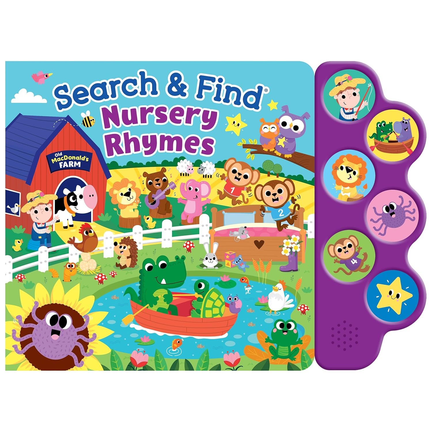 Search & Find Nursery Rhymes – Interactive Sound Book with 6 Buttons | Toddler Musical Board Book | Classic Songs & Hidden Picture Fun | Early Learning Seek and Find Activity Book for Boys & Girls