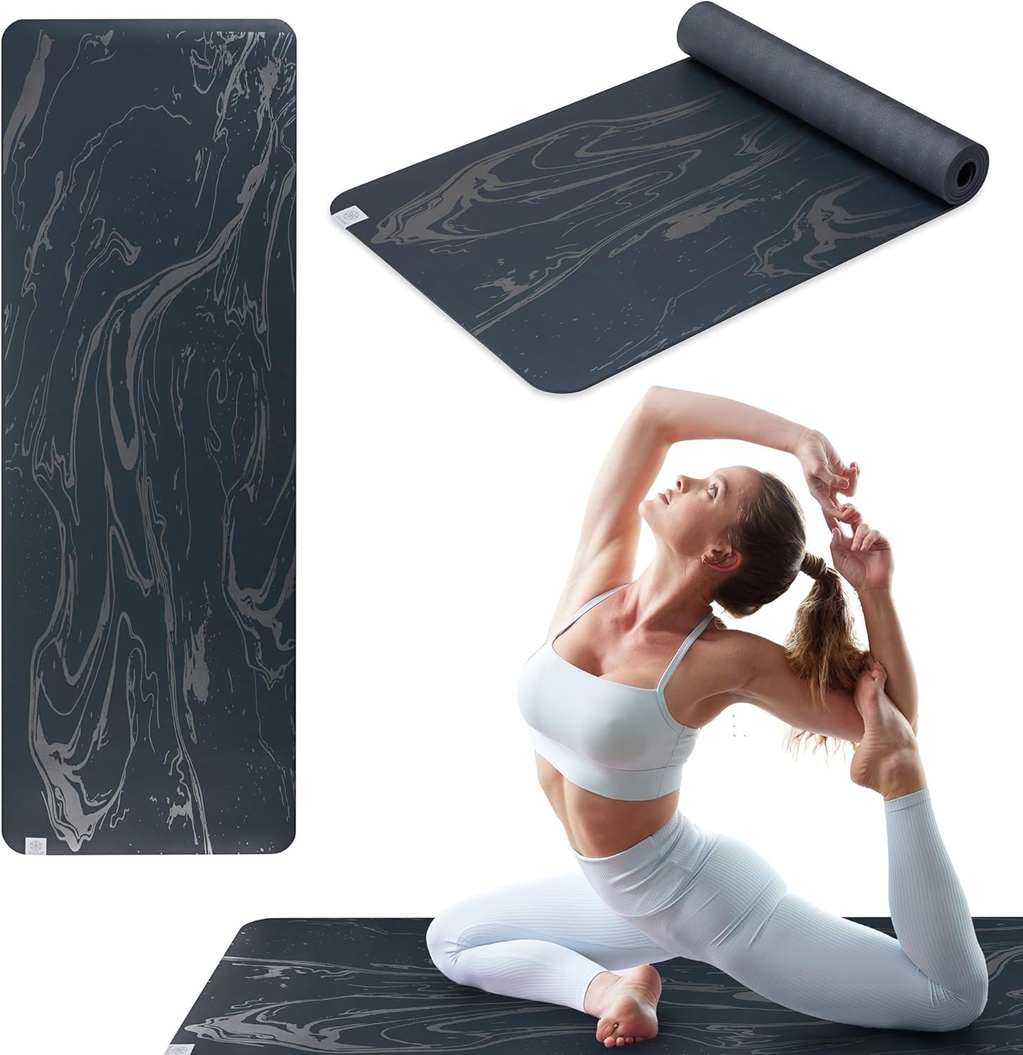 Gaiam Dry-Grip Yoga Mat – 5mm Thick Non-Slip Exercise & Fitness Mat for Standard or Hot Yoga, Pilates and Floor Workouts – Cushioned Support, Non-Slip Coat – 68 x 24 Inches