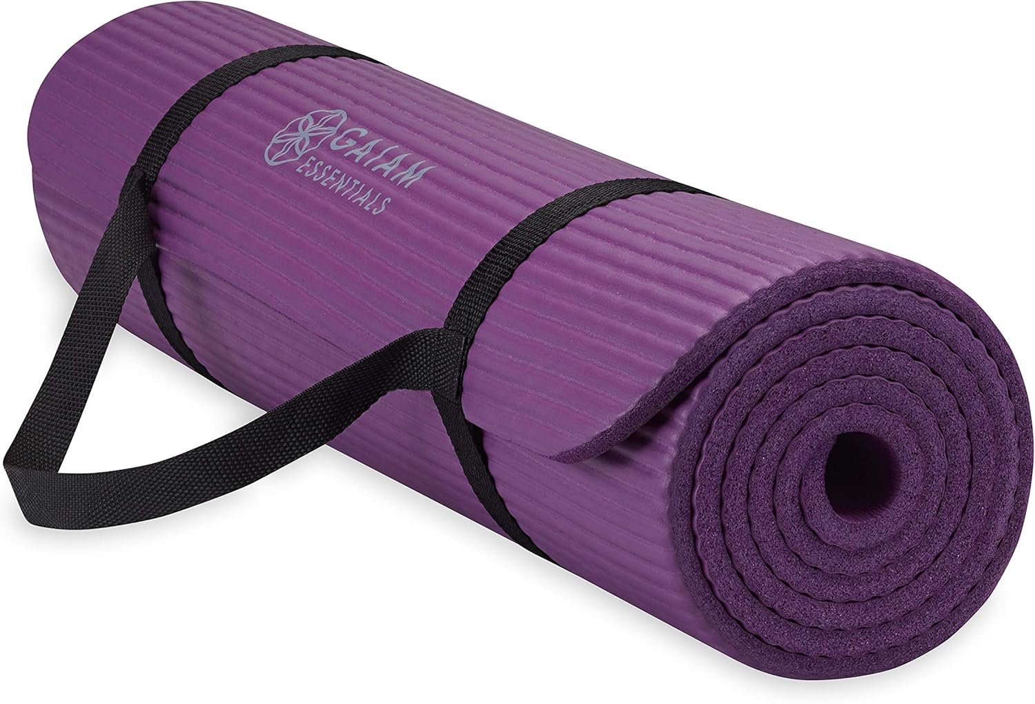 Gaiam Yoga Mat, Pilates & Exercise Mat, Thick Mat 2/5″ (10mm) Workout Mat with Easy-Cinch Carrying Strap for Home & Gym Workouts
