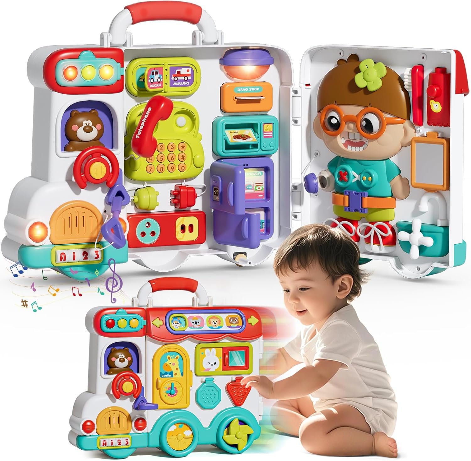 Montessori Busy Board Toys for 1 Year Old Boy, 1 Year Old Boy Birthday Gift, 54-in-1 English & Spanish Baby Busy Board Montessori Toys, Ideals 1st Birthday Gifts Boy, 1 Year Old Boy Toys Gifts