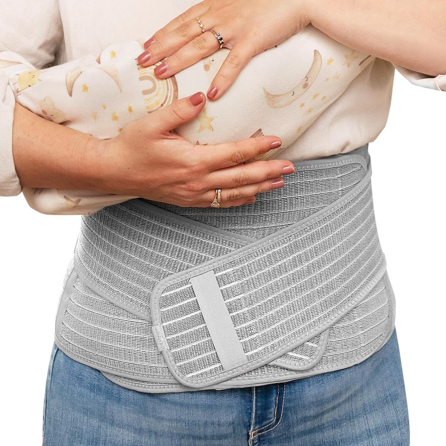 haakaa Postpartum Belly Band, Postpartum Belly Wrap Back Support, Postpartum Essentials for Natural Delivery and C-Section Recovery, Abdominal Binder, Daily Wear, S