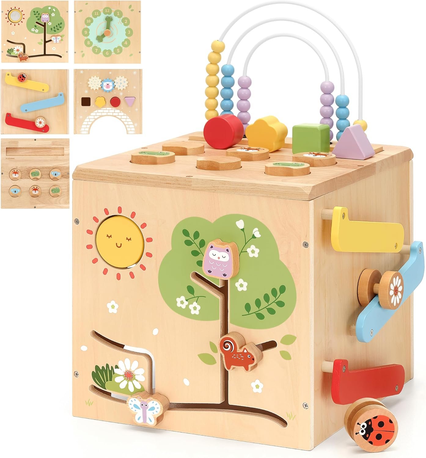 Kid Wooden Activity Cube Montessori Development Toy for 1 Year Old