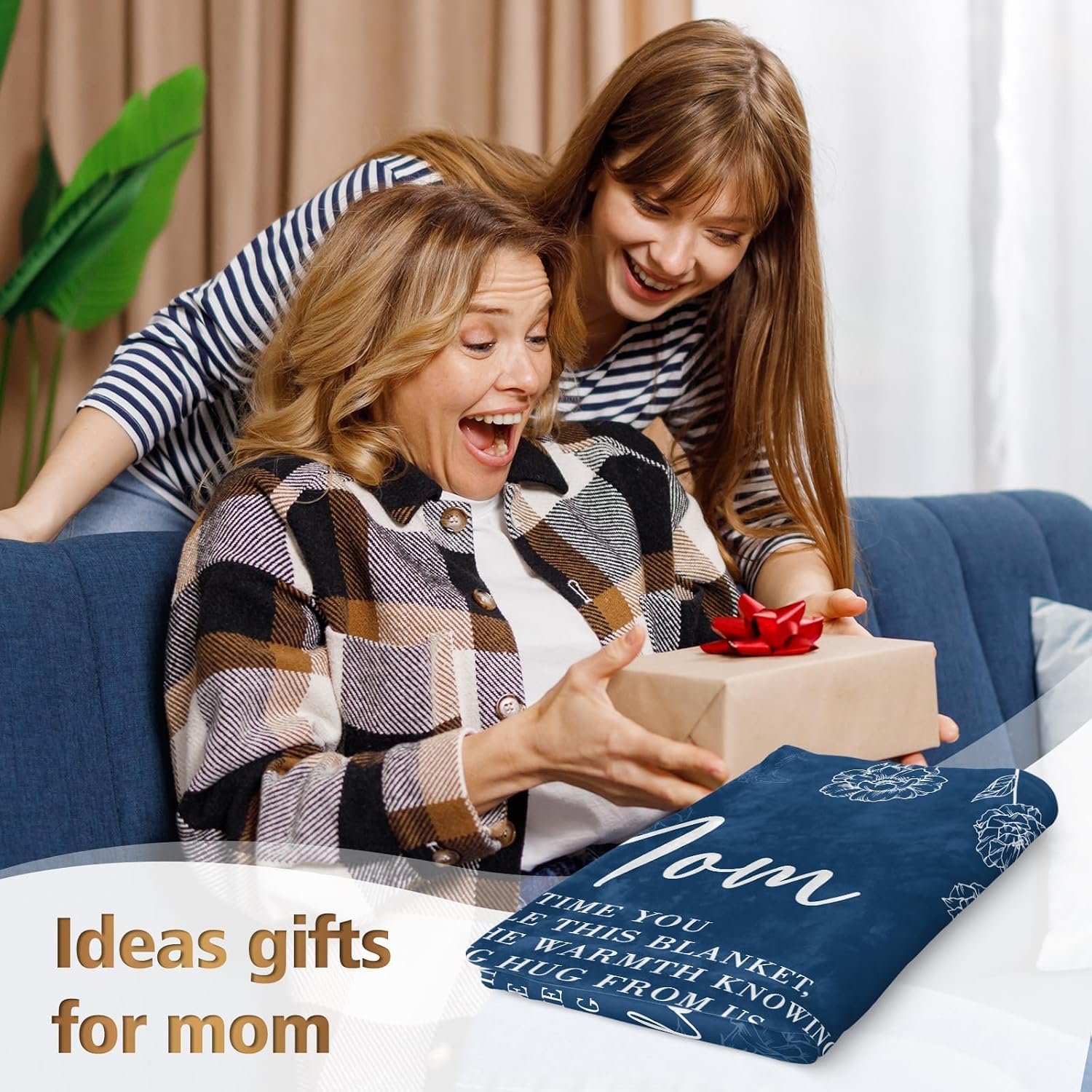 GiltGlimmer Gifts for Mom, Mom Birthday Gifts Blanket, Moms Gift for Women from Daughter Son, We Love You Present for Mother Mommy Christmas Mothers Day 80″ x 60″, Blue