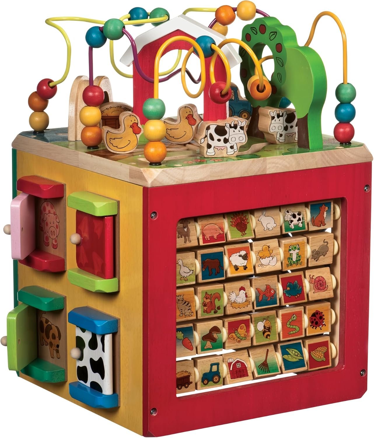 Battat – Activity Cube with Farm Theme – Educational Wooden Toys for Toddlers and Kids – 1 Year +