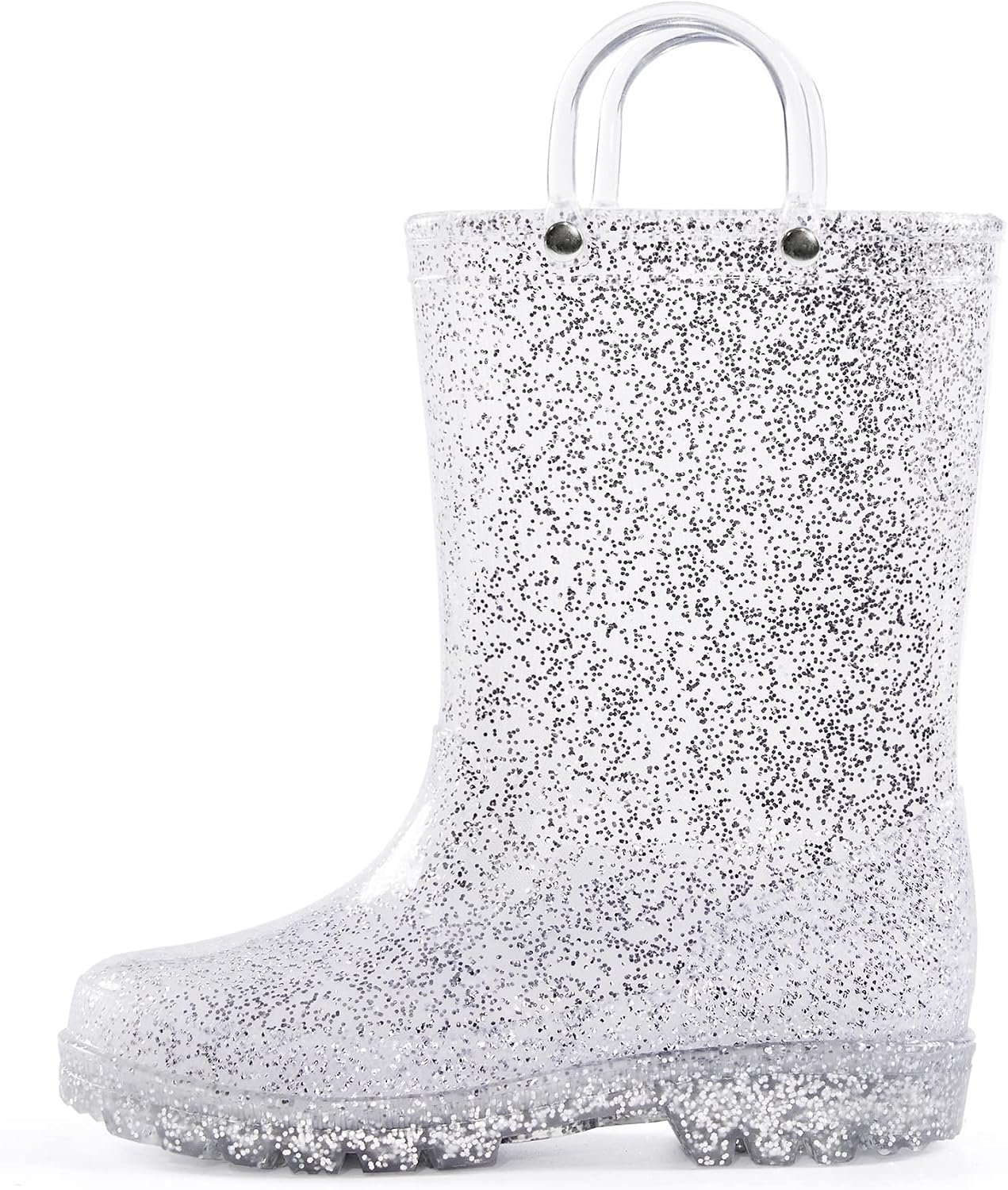 K KomForme Girls Rain Boots,Kids Glitter Waterproof Boots with Easy-on Handles