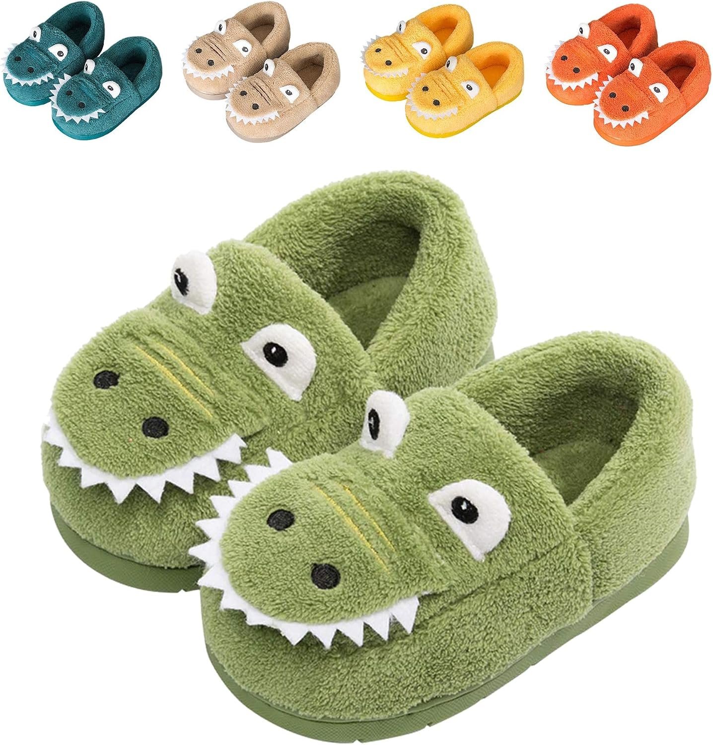 JACKSHIBO Toddler Slippers Boys Girls Little Kids Dinosaur House Shoes Cute Bunny Slipper for Home Indoor Winter Bedroom Non Slip Soft Plush Rabbit Warm Shoes