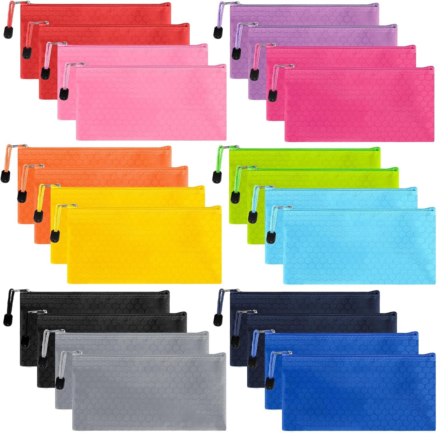 EOOUT 24pcs Pencil Pouch Bulk, Bill Size Zipper Pouches Pencil Case, Waterproof Pencil Bags for Office Supplies, Kids, Travel Accessories Stationery 12 Colors