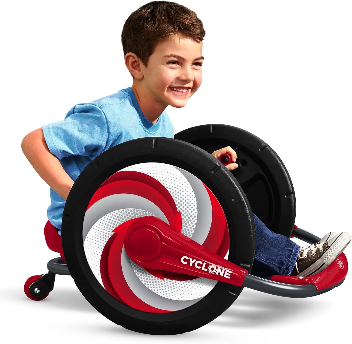 Radio Flyer Cyclone, For Ages 3-7, Arm-Powered Ride On, 16″ Wheels, 360-degree Spins, Forward/Reverse Action, Ergonomic Seat & Frame, Comfort Hand Grips, Solid Steel, 69 lb Capacity, Kids Ride On Toys