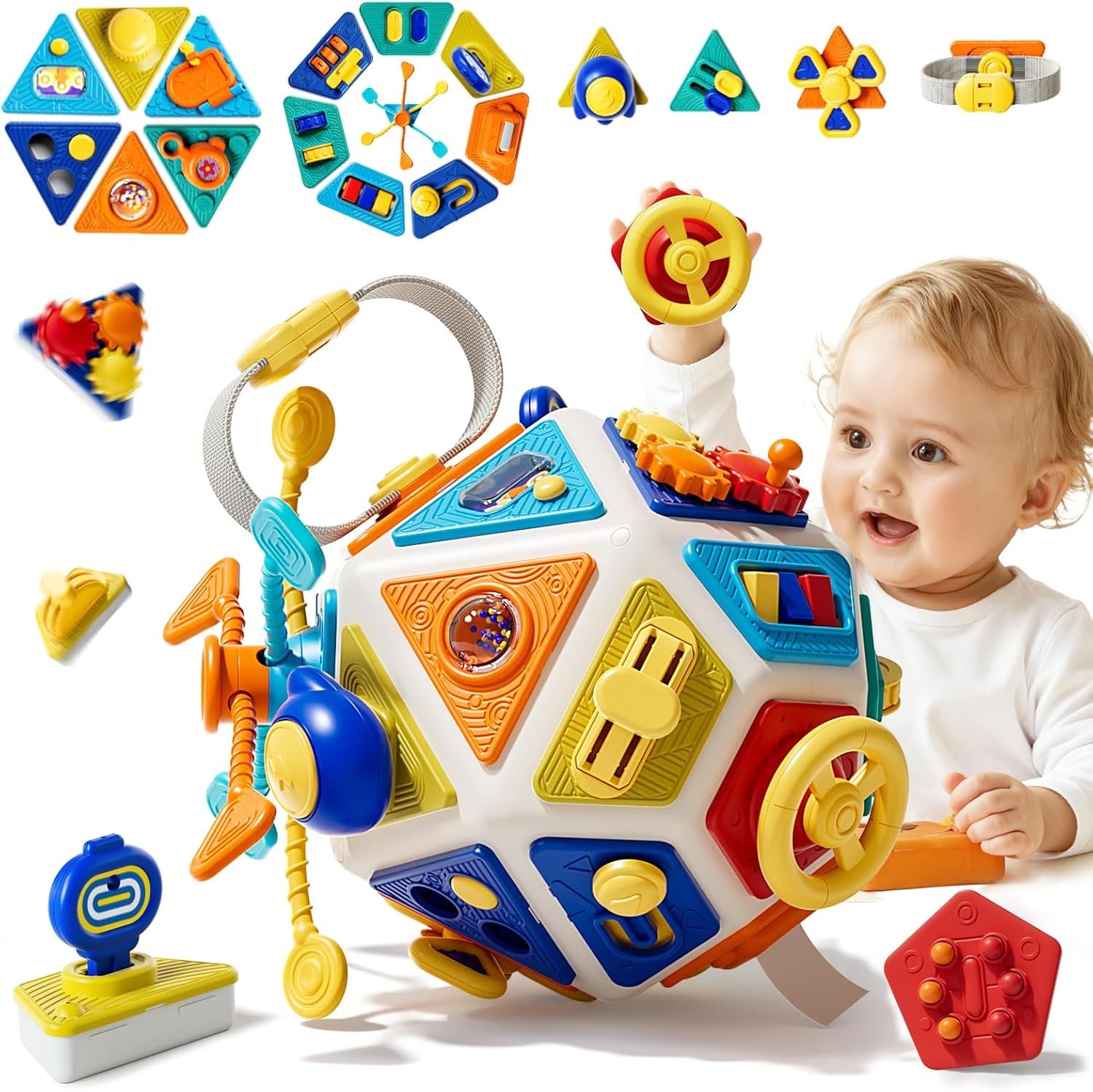 22 in 1Toddler Busy Board Activity Cube Toys, Montessori Sensory Toy & Travel Learning for Toddlers, Early Education Activity Toy and Fine Motor Skills Development Toy for 1 2 3 Years Old Boys & Girls