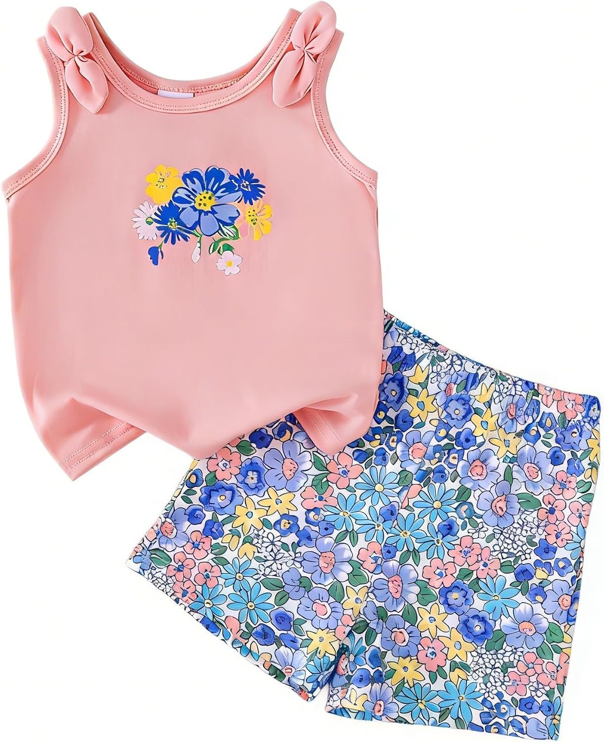 Toddler Baby Girl Clothes 2 Piece Short Set Crop Tank Tops Sleeveless Shirt Matching Hawaiian Outfit Summer