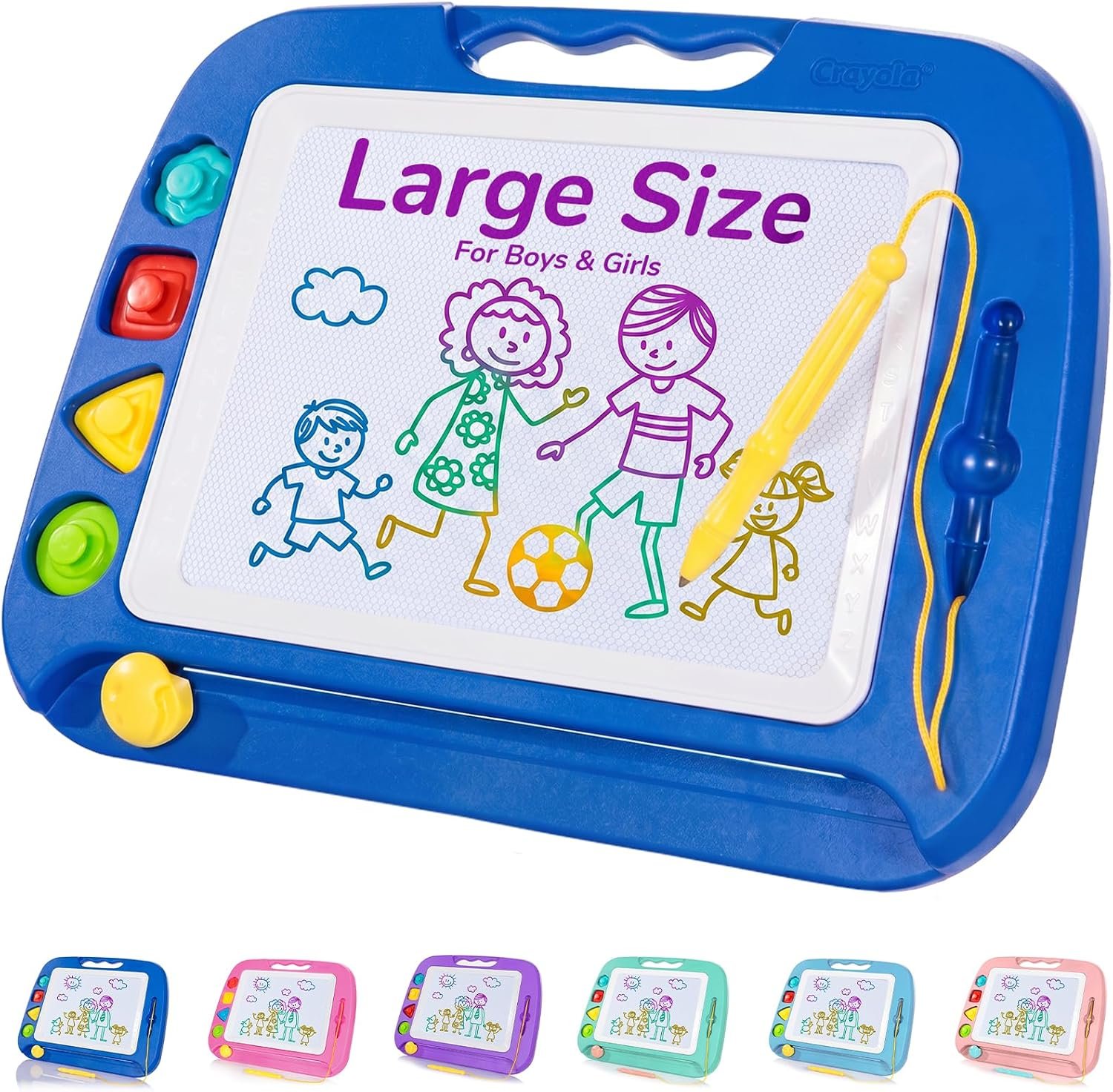 SGILE Toddler Toys for Kids, Large Magnetic Drawing Board for Birthday Gift, Toys for 1 2 3 4 Year Old Girls Boys, Etch & Sketch Pad with 4 Stamps, Learning and Educational, 16 ×13 in, Blue