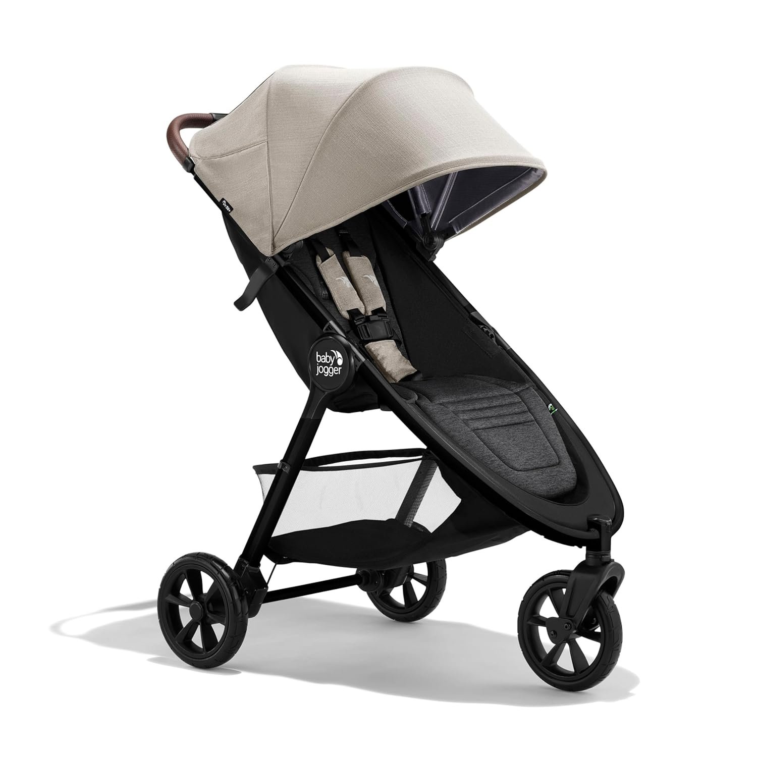 Baby Jogger® City Mini GT3 All Terrain Baby Stroller with Forever Air Rubber Tires, All Wheel Suspension, Lightweight Stroller with Magnetic Buckle, No-Rethread Harness, and Foot Brake, Frosted Ivory