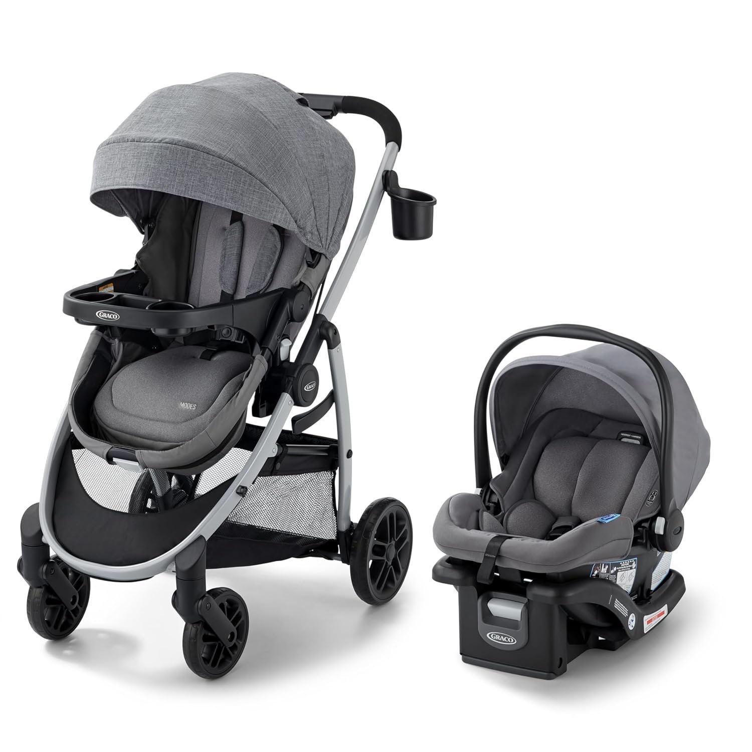 Graco Modes Pramette Travel System, Car Seat and Stroller Combo, Includes SnugRide LX Infant Car Seat and Baby Stroller, 3 Modes: Car Seat Carrier, Pramette, Toddler Stroller, Ellington