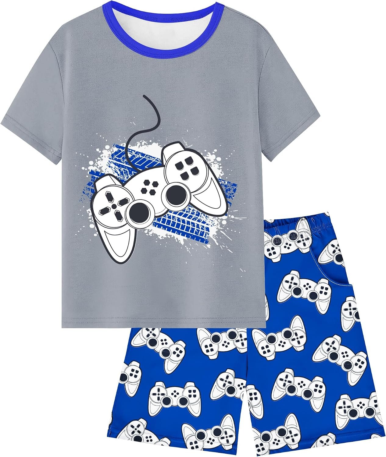 Fiodrimy Boys Pajamas Big Boys Summer PJs Set 2 Piece Kid Short Sleeve Sleepwear Nightwear Size 8-14