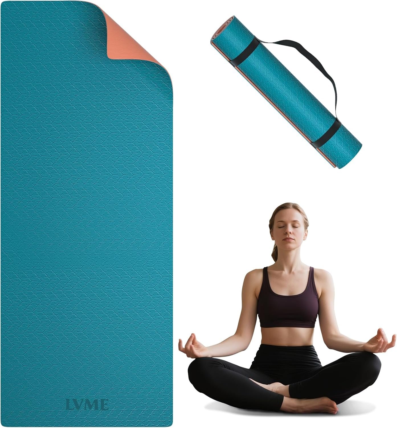 Yoga Mat Non Slip, Anti-Tear 1/4″ & 2/5″ Thick TPE Yoga Mats for Women and Men, a stylish and practical dual-tone yoga mat.72″x24″ Exercise & Fitness Mat with Carrying Strap, Workout Mats for Yoga, Pilates and Floor Exercise