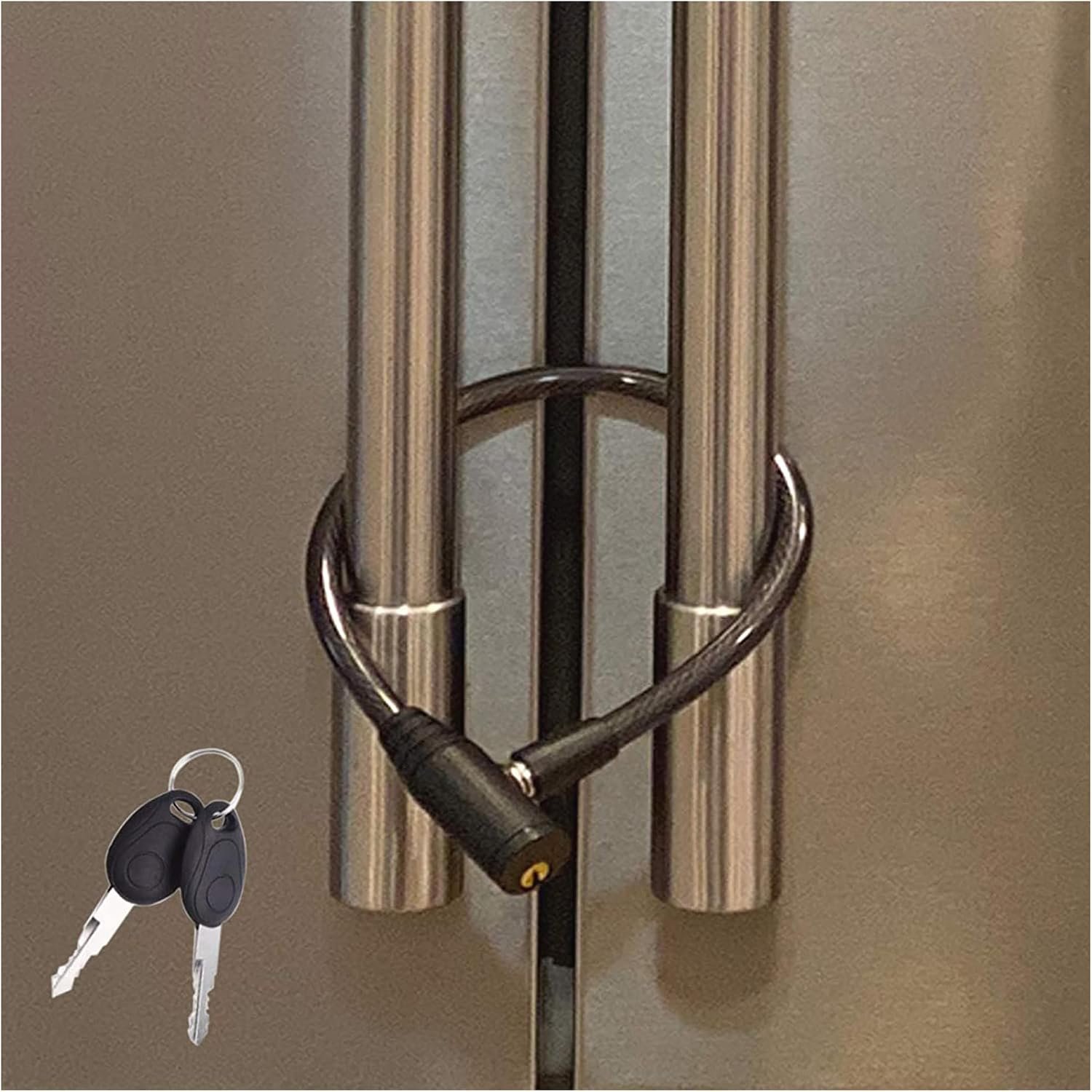 Urban August Child-Proof Refrigerator Lock for Kids & Adults – Lock for French Door Fridge and Cabinet (Regular, Black – 1 Pack)