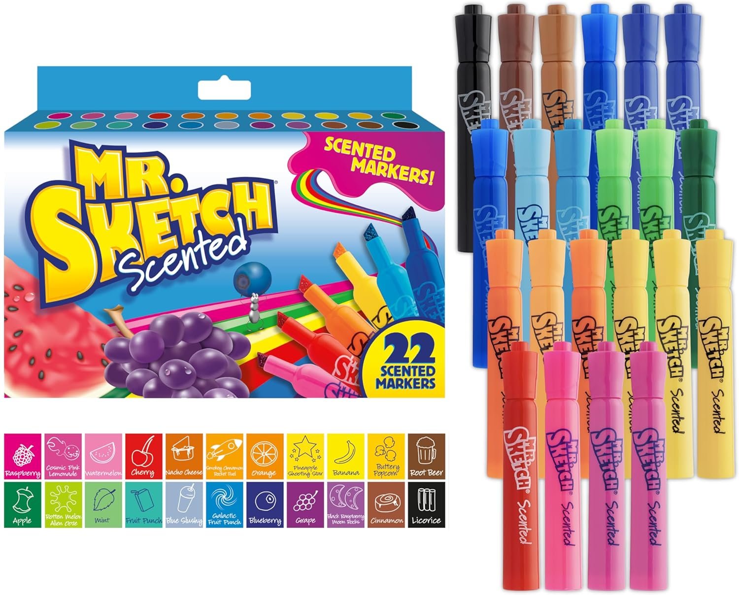 Mr. Sketch Scented Markers, Chisel Tip, Assorted Colors, 22 Count – Fun for Kids, Coloring, Spark Creativity, Arts & Crafts