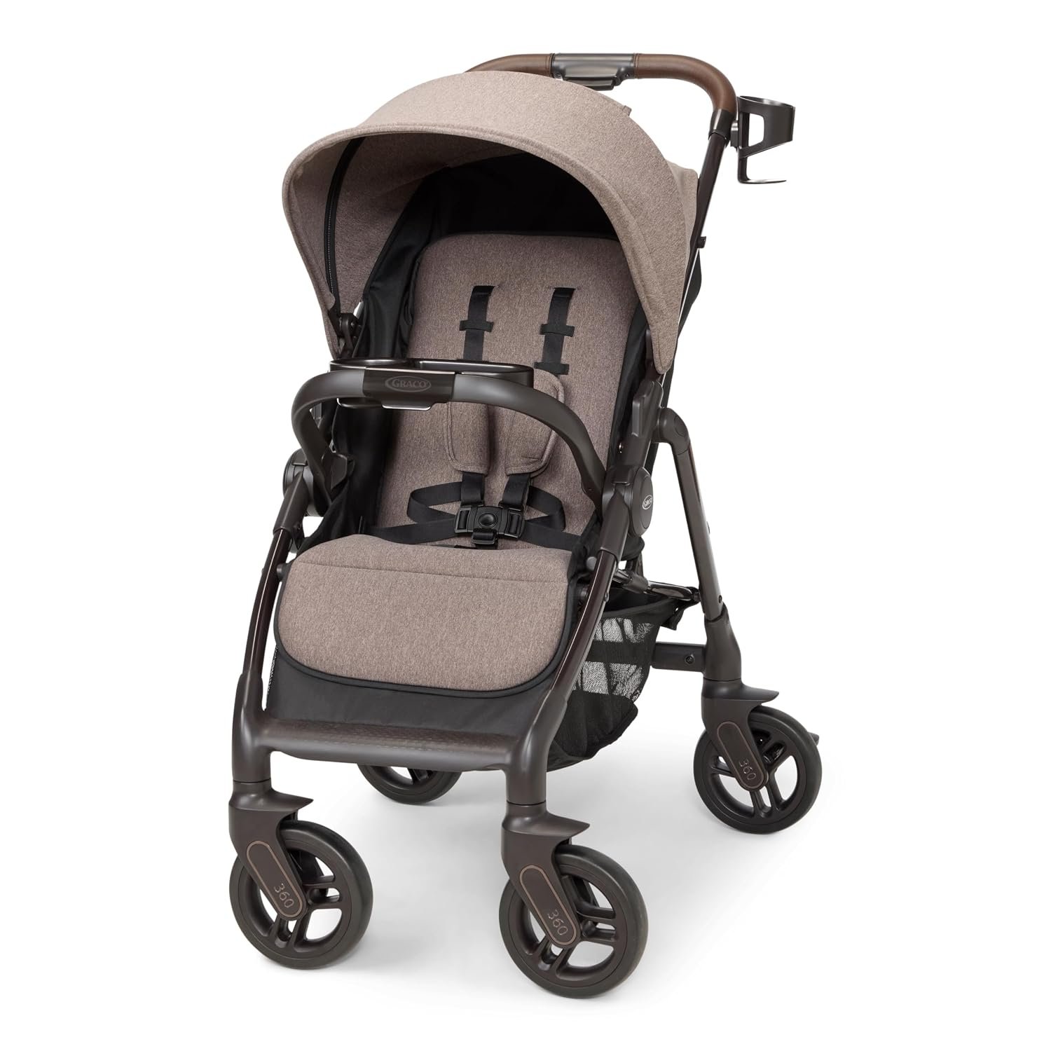 Graco Merge 360 Baby Stroller – Front and Rear 360-Degree Rotating Wheels Infant Stroller for Easy Gliding and Tight Turns, Quick 1-Button Push Folding Stroller, Great Gift for New Parents