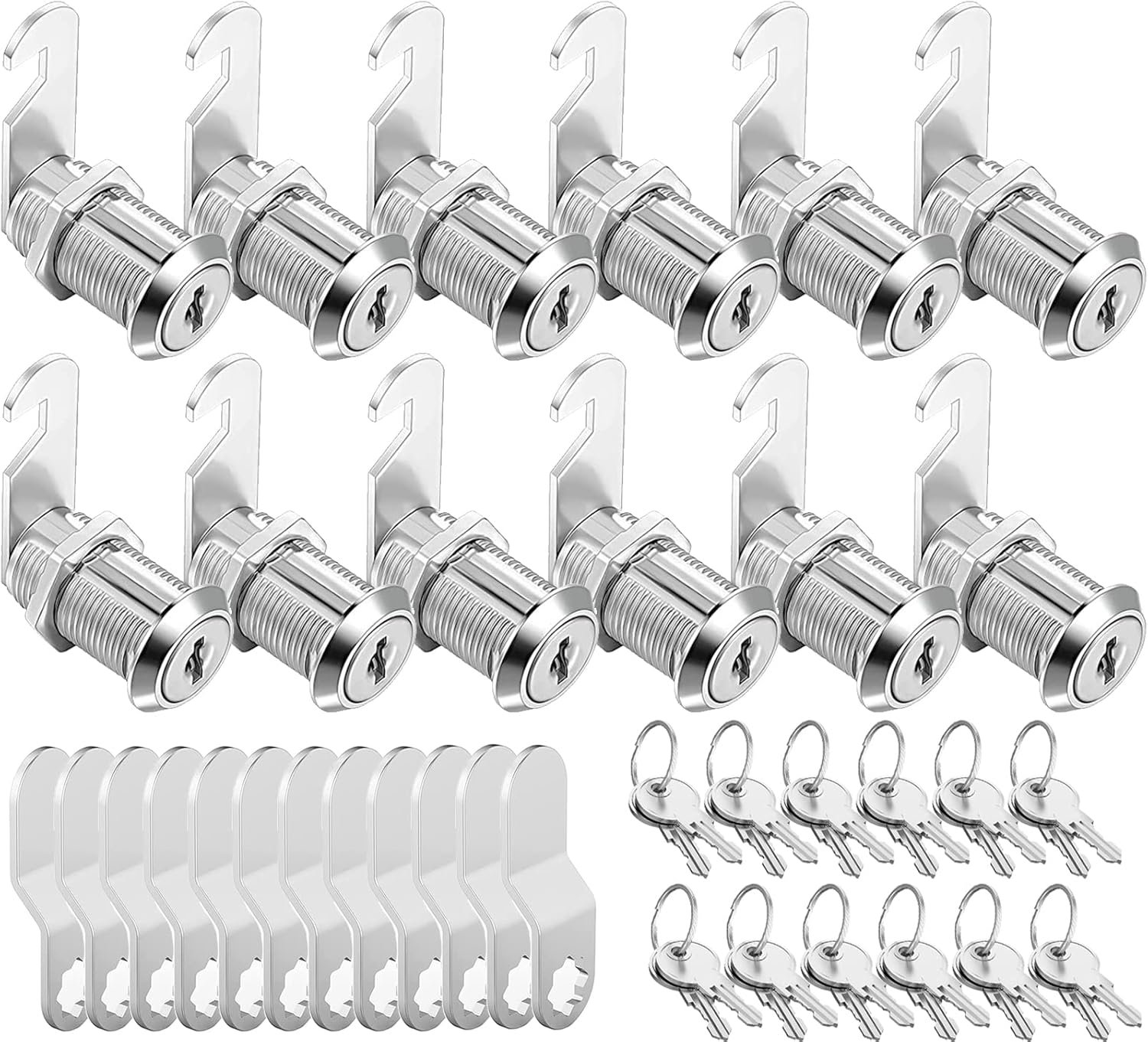Sissinda Cam Locks Cabinet Locks Keyed Alike,1-1/8Inch Cylinder Fits on 0.9Inch Max Panel Thickness,Secure Drawer RV Camper Trailer,Zinc Alloy(1-1/8Inch 12Pcs)