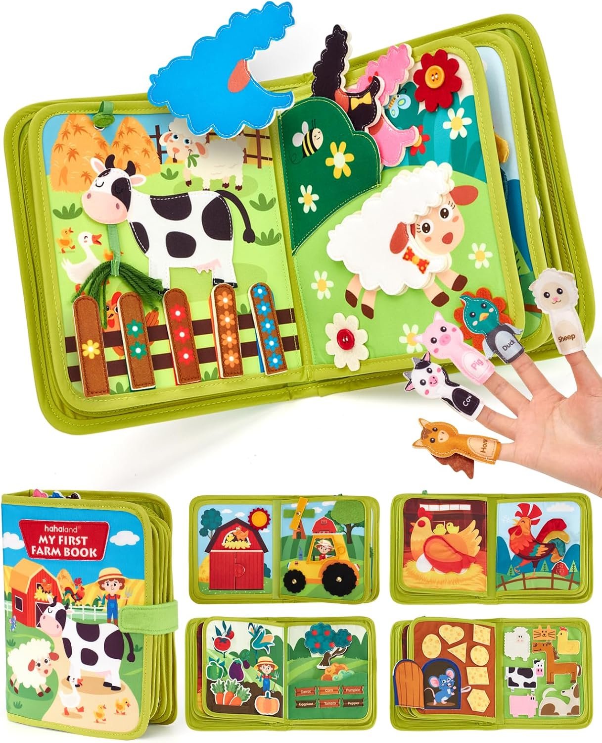 hahaland Busy Book for Toddlers 1-3 – Montessori Toys Busy Board for 1 Year Old Boy Gifts Girl Toys Educational Learning Quiet Activity Books Toddler Travel Toys for One Year Old Birthday Gift