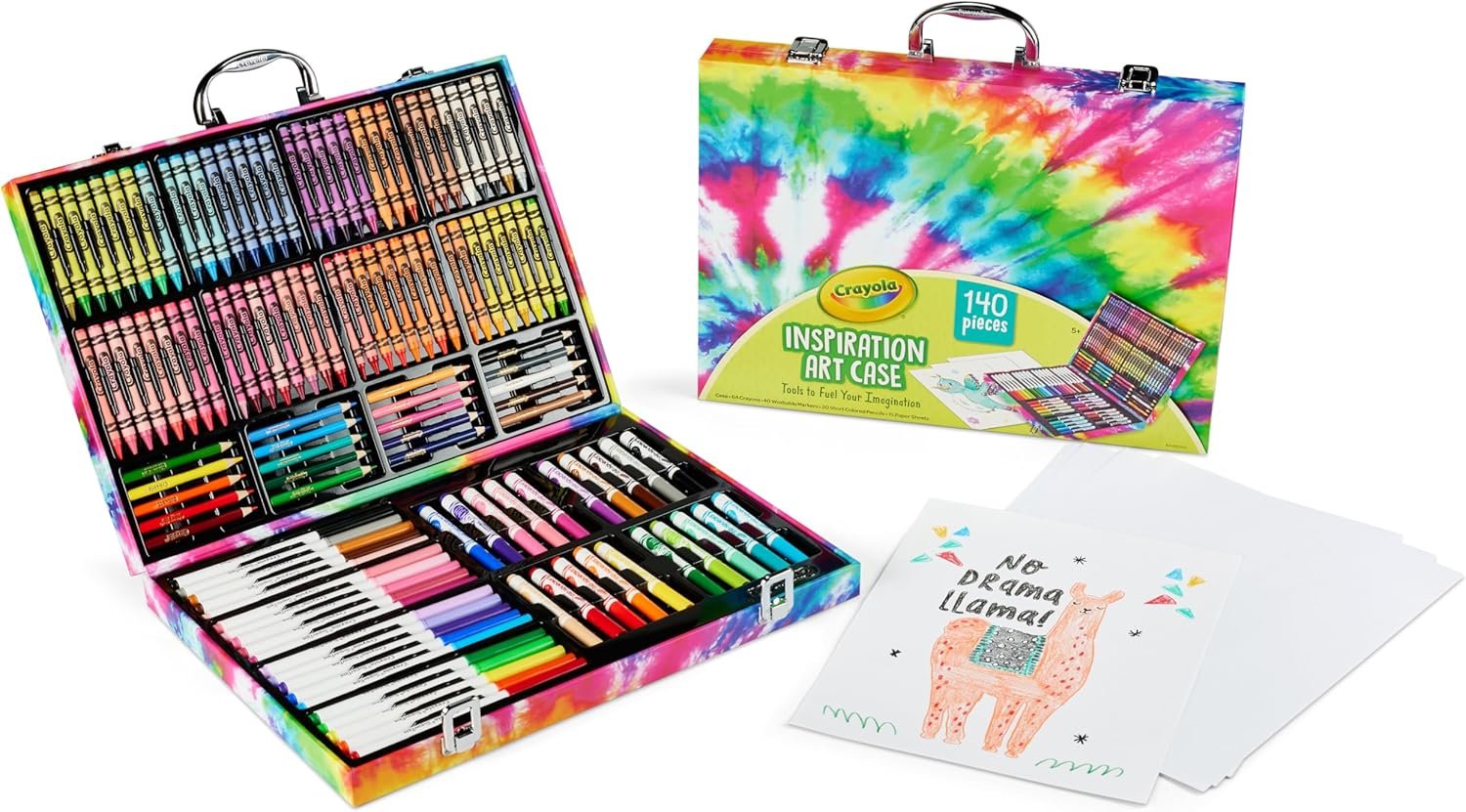 Crayola Inspiration Art Case Coloring Set – Tie-Dye (140ct), Art Supplies Set For Kids, Travel Drawing Kit, Gift for Girls & Boys, Ages 5+ [Amazon Exclusive]