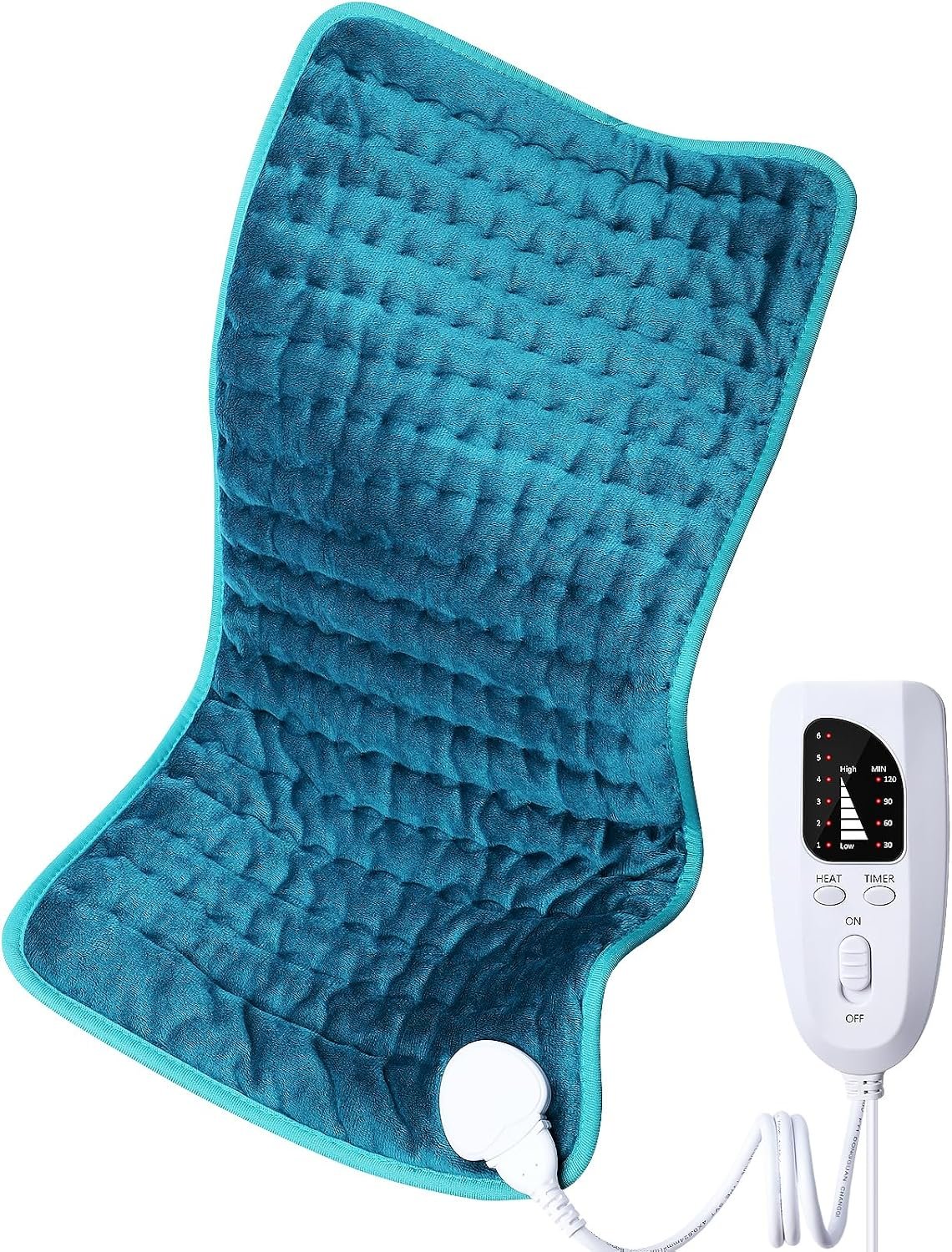 Heating pad for Back/Shoulder/Neck/Abdomen, Heating Pads with 6 Fast Heating Settings, Auto-Off, Machine Wash, Birthday Gifts for Women Mom Men Dad, Extra Large 12″x24″, Blue