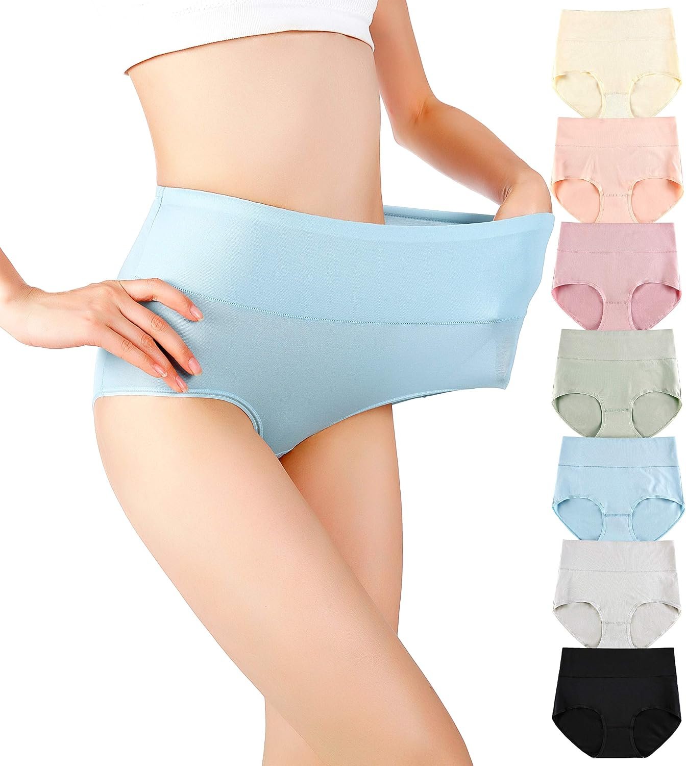 Cotton Panties High Waisted C Section Recovery Postpartum Soft Full Coverage Underwear for Women(7 Pack)