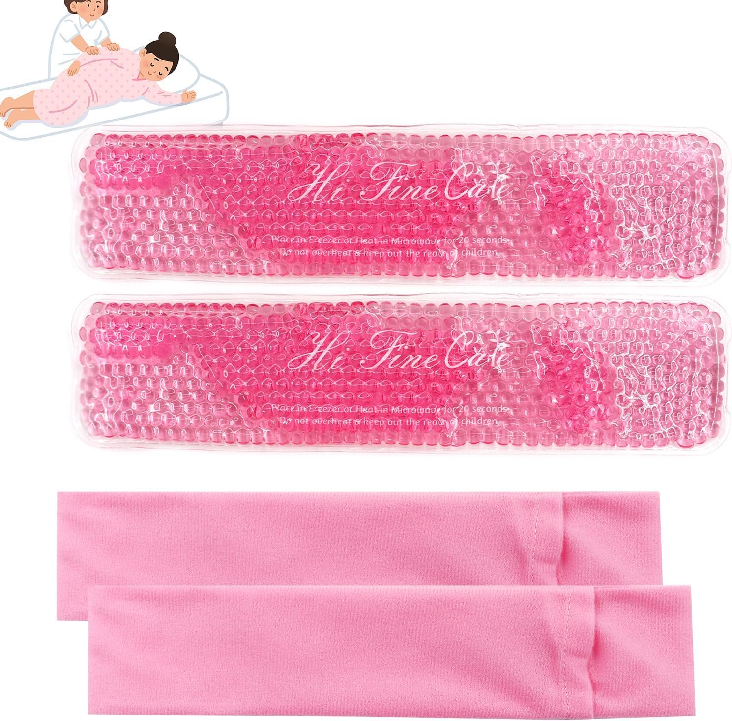 2 PCS Reusable Perineal Cooling Pad, Hemorrhoid and Perineal Ice Packs, Postpartum and Hemorrhoid Pain Relief, Hot & Cold Packs for Women After Pregnancy and Delivery(10X2.4in) Washable Sleeves