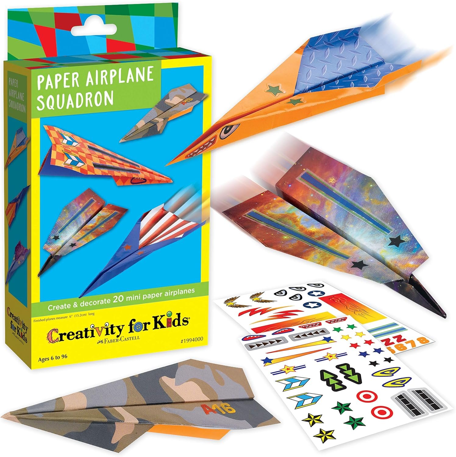 Creativity for Kids Paper Airplane Squadron – Create 20 Paper Airplanes | Fun Summer Crafts | Mini Craft Kit for Boys, Small Gift for Boys, Kids Activities (Ages 6+)