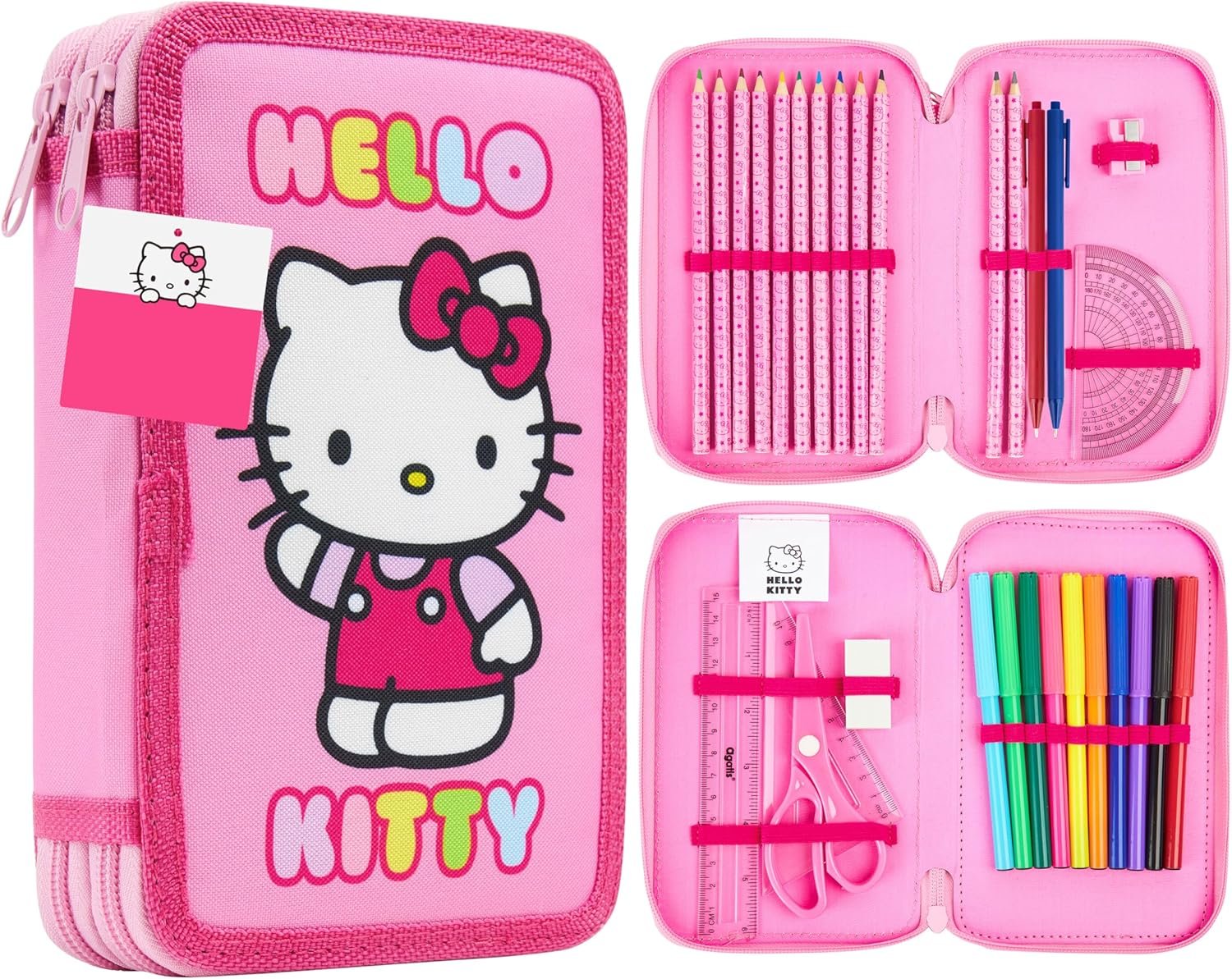 Hello Kitty Sanrio Pencil Case Kids Colored Pencils Markers Kawaii Kuromi Stationery Gifts for Kids (Multi Hello Kitty)