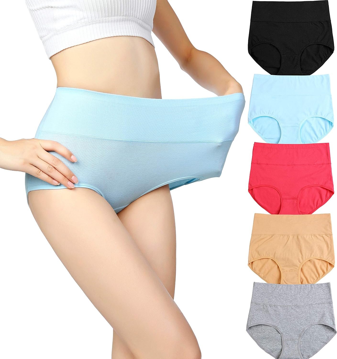 Womens High Waist Cotton Panties C Section Recovery Postpartum Soft Stretchy Full Coverage Underwear(5 Pack)