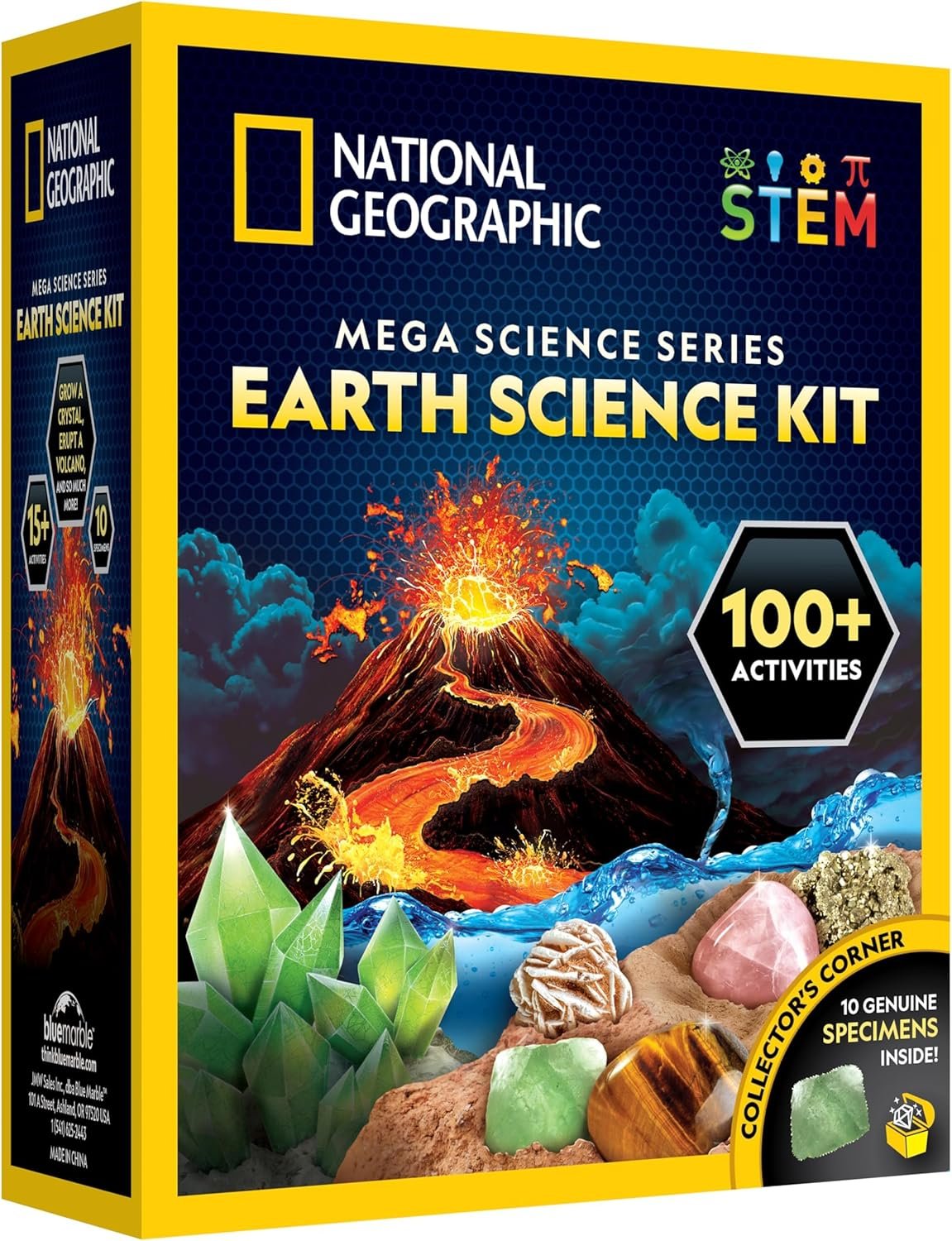 National Geographic Earth Science Kit – 100+ Science Experiments & Activities for Kids, Crystal Growing, Volcano Science Kit, Rock Collection, STEM Project Toy for Boys & Girls (Amazon Exclusive)