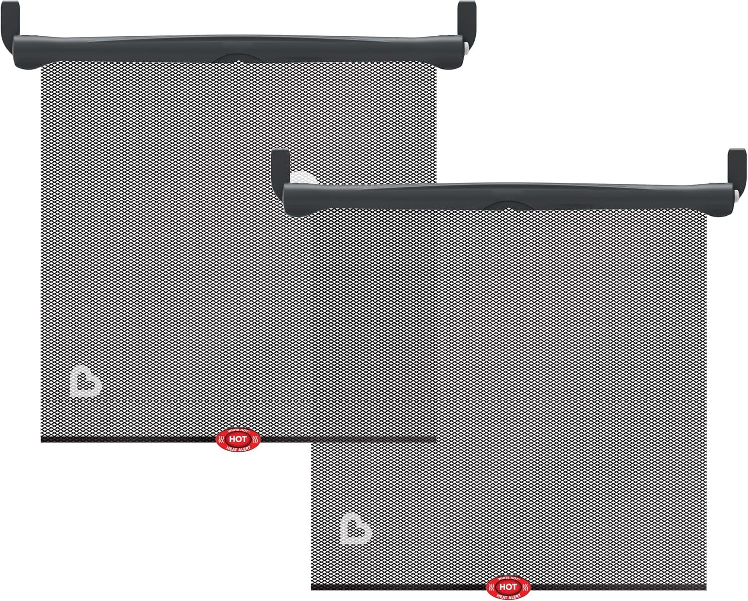 Munchkin Brica Sun Safety Car Window Shade with Heat Alert, Helps Block UVA/UVB Rays, 2 Pack, Black