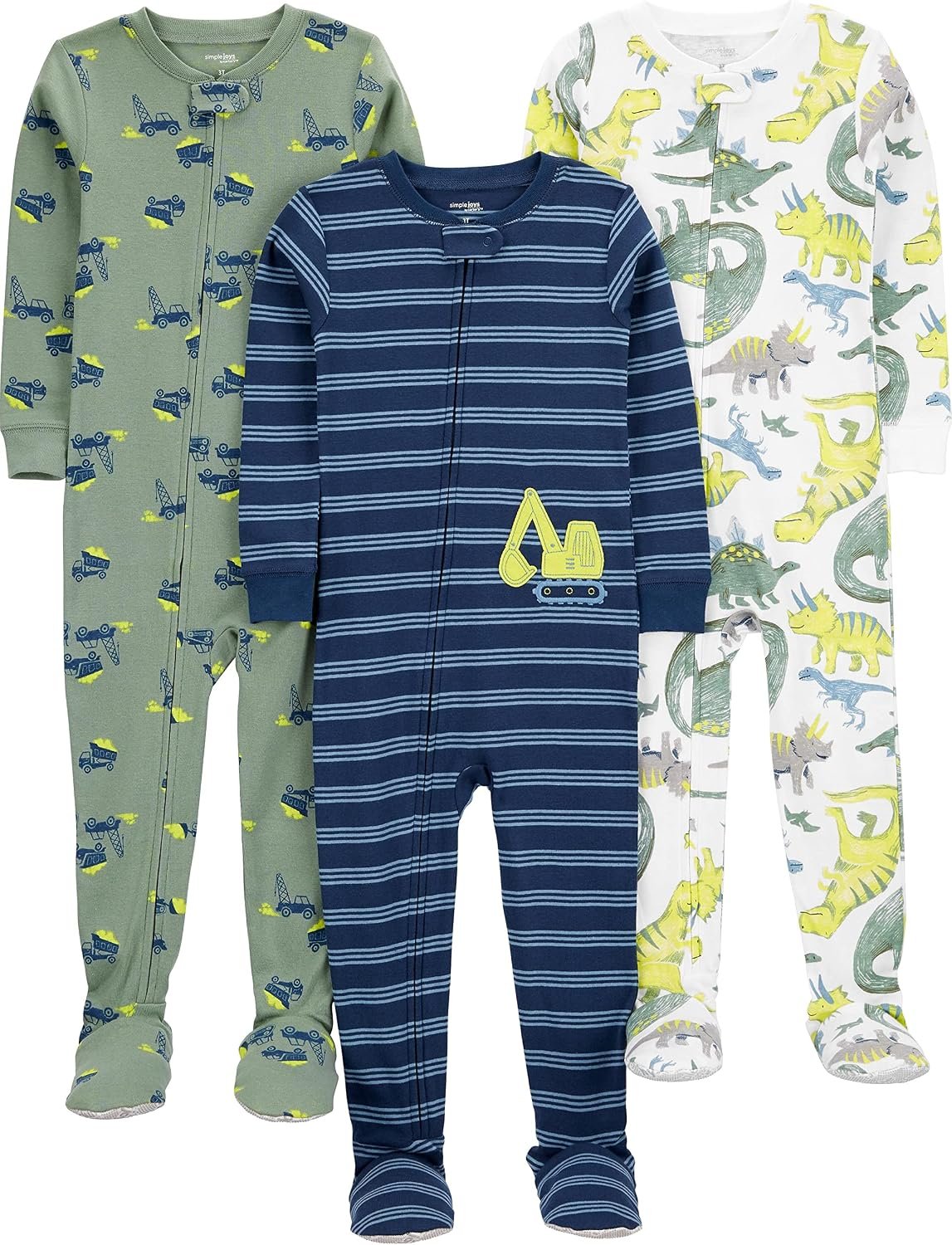 Simple Joys by Carter’s Baby Boys 3 pack Snug Fit Footed Cotton Pajamas