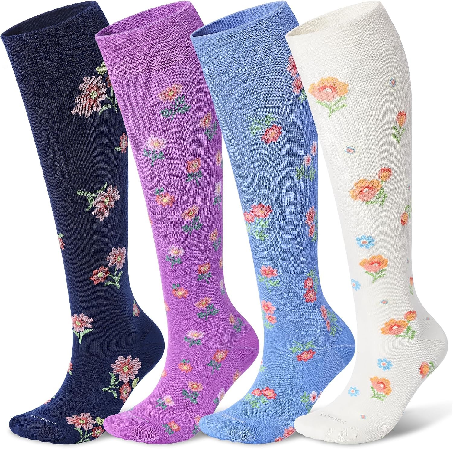 LEVSOX Viscose Made from Bamboo Compression Socks for Pregnant Women 20-30 mmHg Knee High Cute Mens Supports Socks for Travel