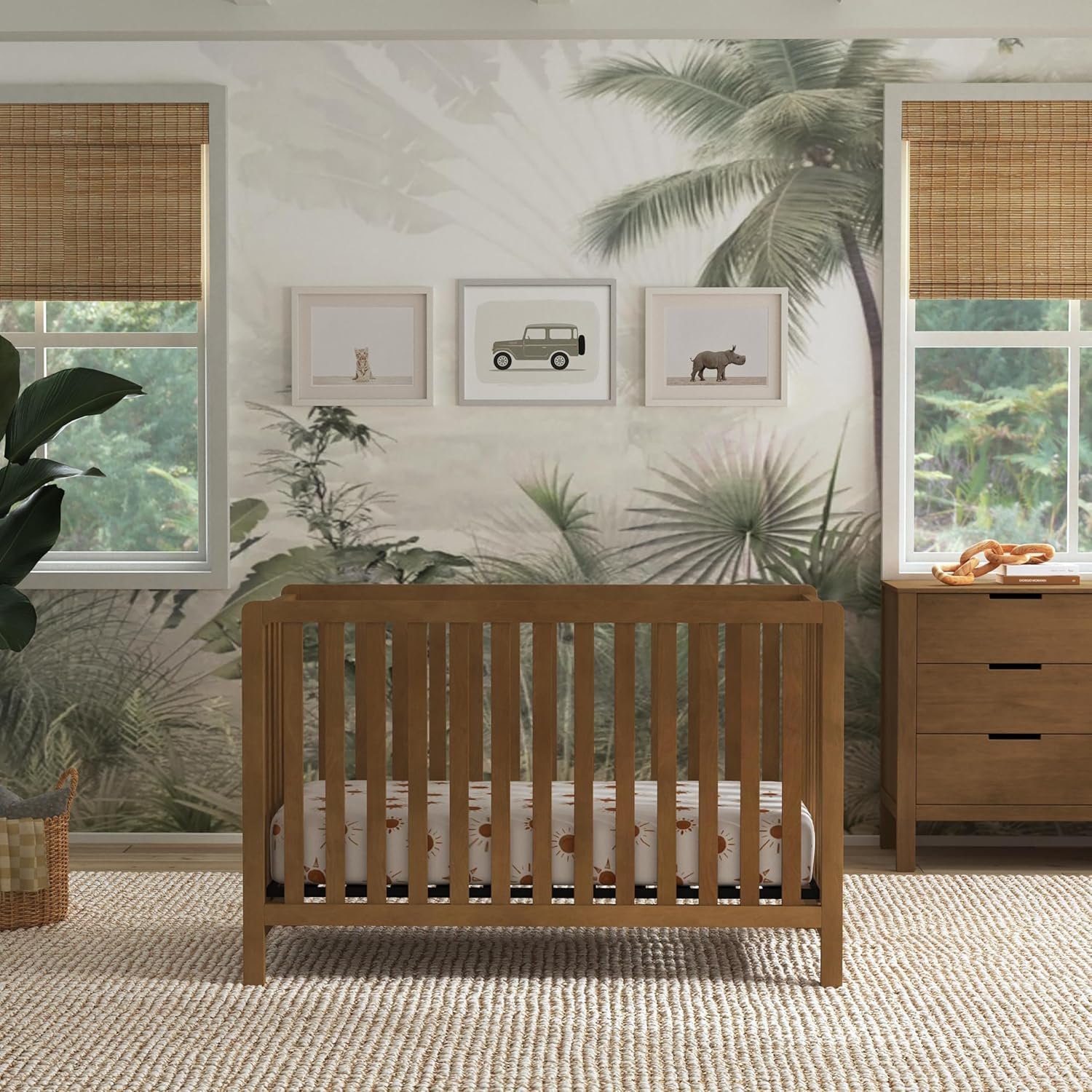 Carter’s by Davinci Colby 4-in-1 Low-Profile Convertible Crib in Walnut, Greenguard Gold Certified