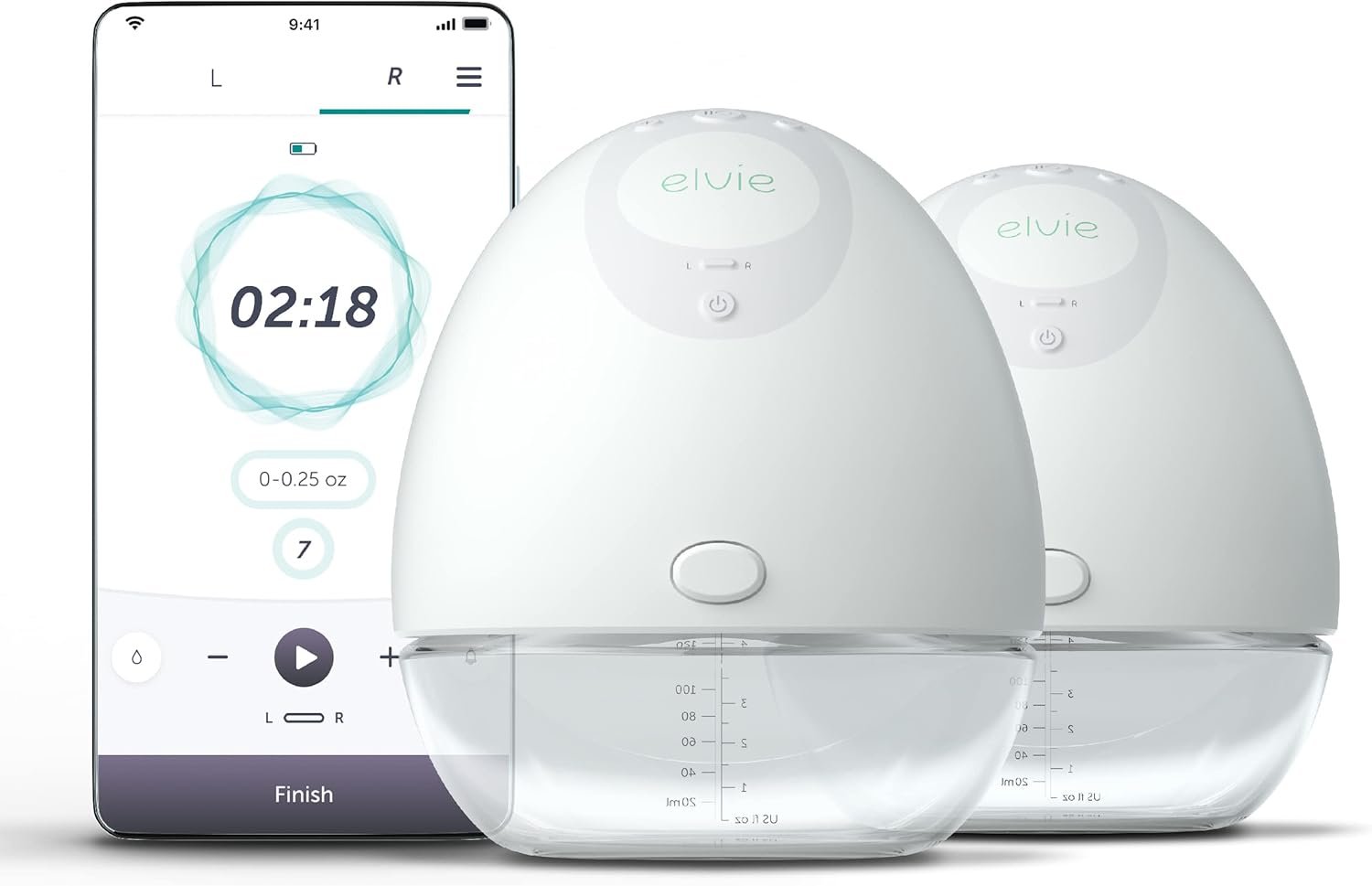 Elvie – Double, Wearable Breast Pump w/App – The Smallest & Quietest – Portable – Hands Free & Discreet – Automated with Four Personalized Settings