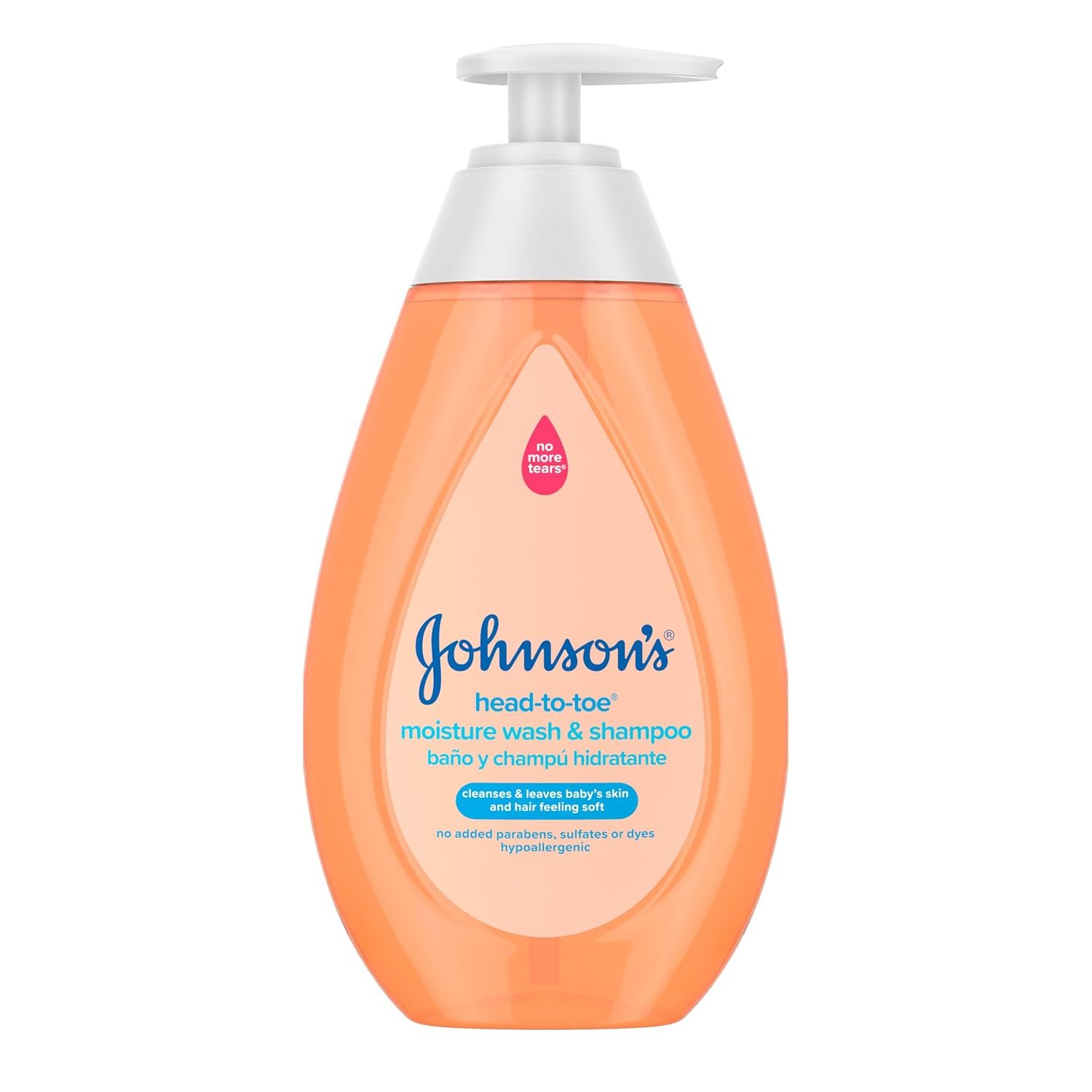 Johnson’s Baby Head-To-Toe Gentle Baby Moisture Tear Free 2 in 1 Baby Wash & Shampoo, Baby Essentials, Hypoallergenic and pH Balanced, Stress Free Bathing, 13.6 Fl Oz
