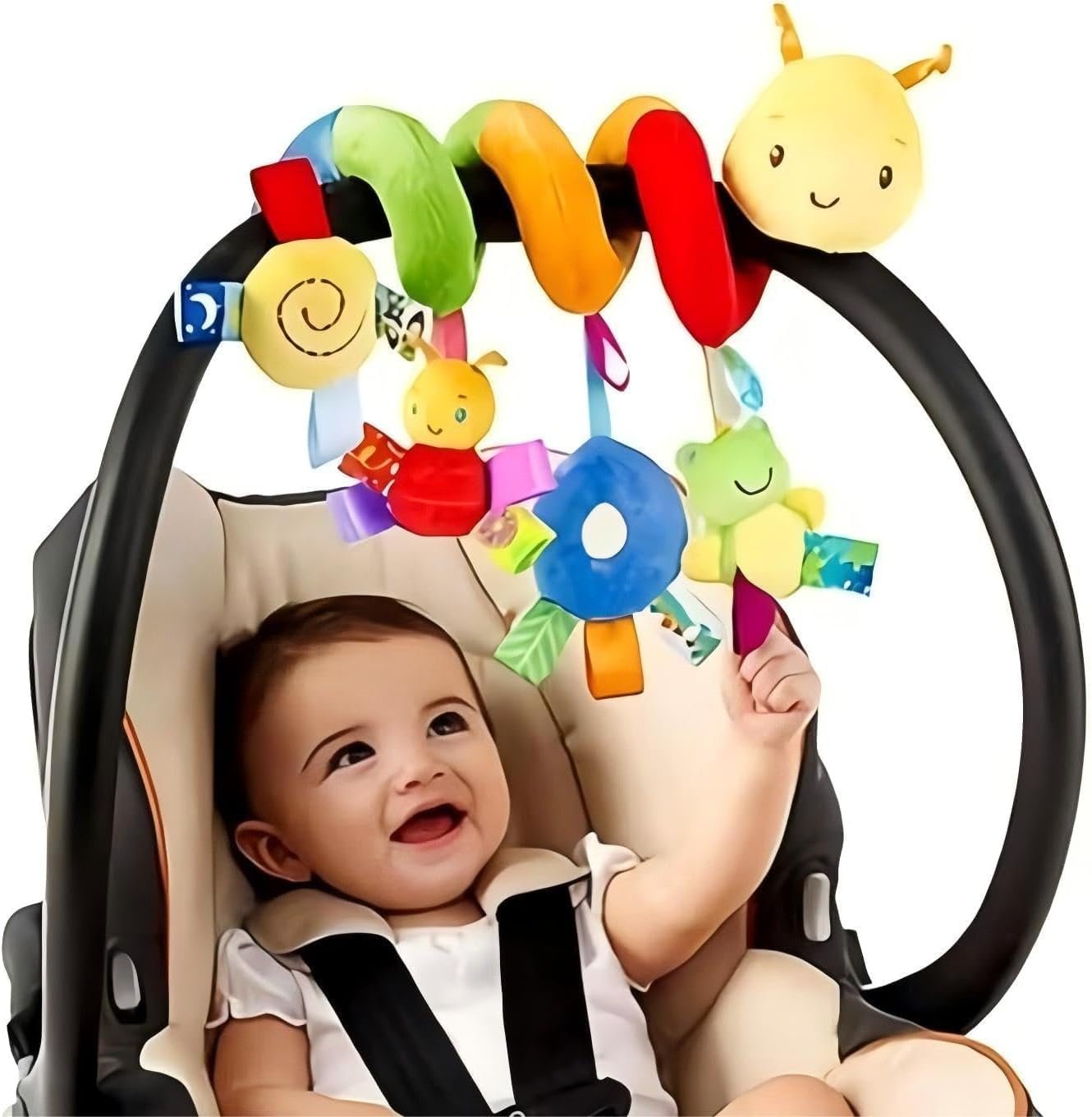 Car Seat & Stroller Toy_Infant Toys Baby Sensory Interaction Cartoon Toys with Ringing Bells_Hanging or Wrapping Around The Infant Bed or Strollea