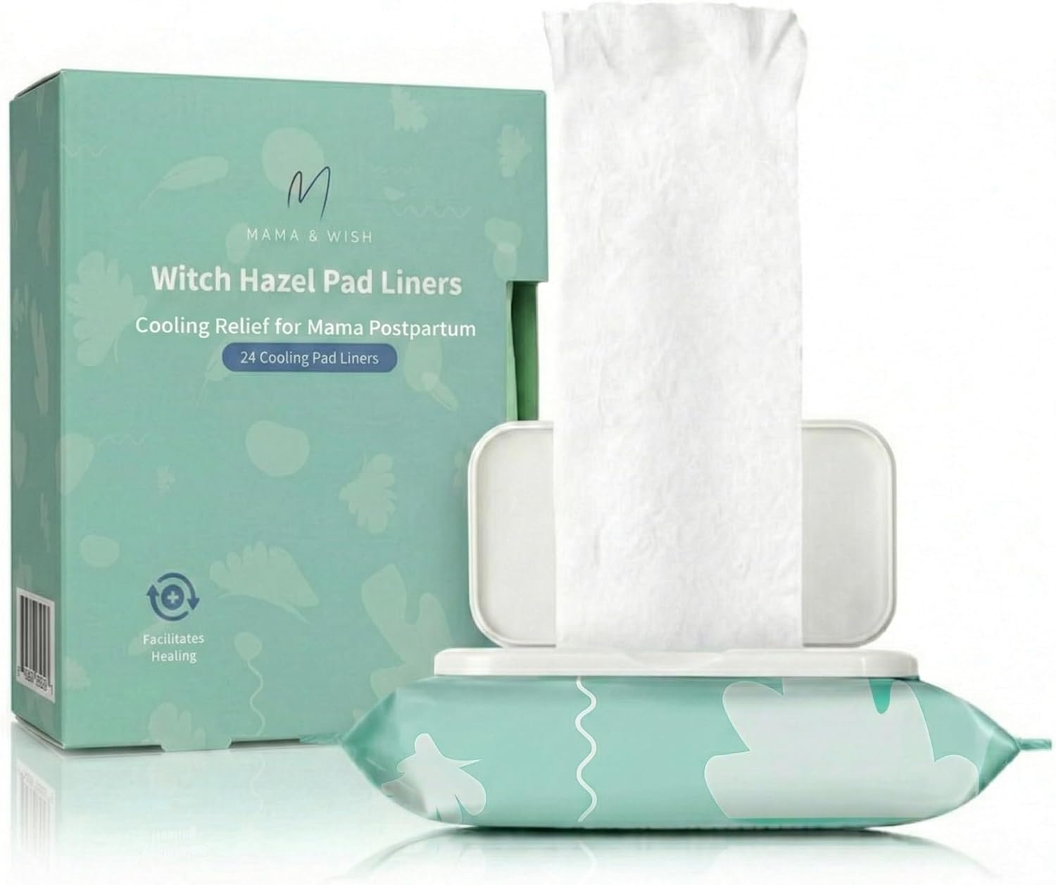 Mama & Wish Witch Hazel Pad Liners for Postpartum Care (24 Count) | Full-Length Cooling Perineal Pads Liner | Postpartum Essentials | Ice Pads Postpartum Liner – Witch Hazel Pads for Postpartum Care